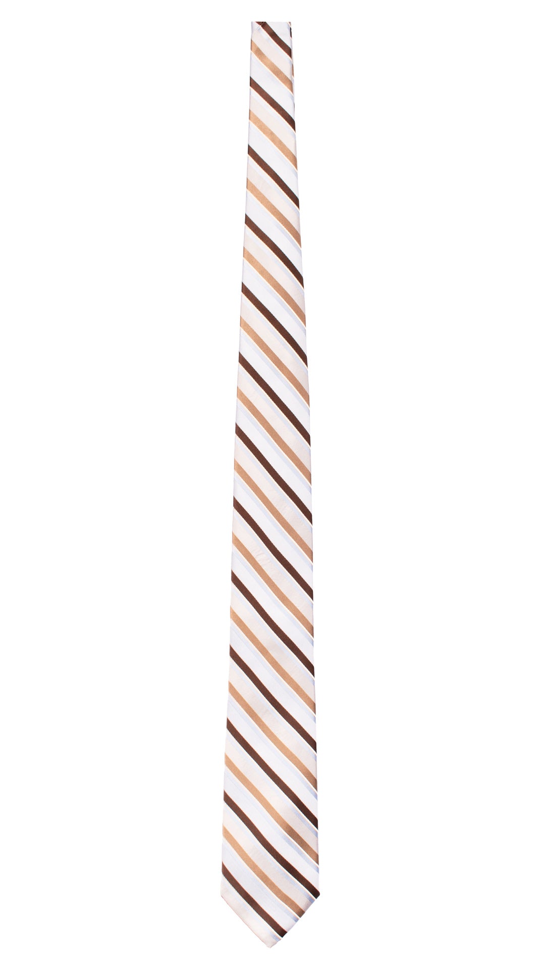 Cravatta Regimental di Seta con Righe Celeste Marrone Beige Grigio 7420 Made in Italy Graffeo Cravatte Intera