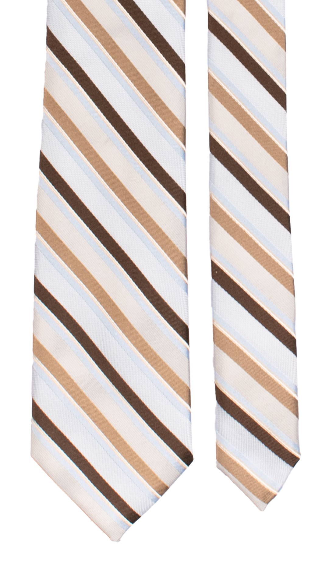 Cravatta Regimental di Seta con Righe Celeste Marrone Beige Grigio 7420 Made in Italy Graffeo Cravatte Pala