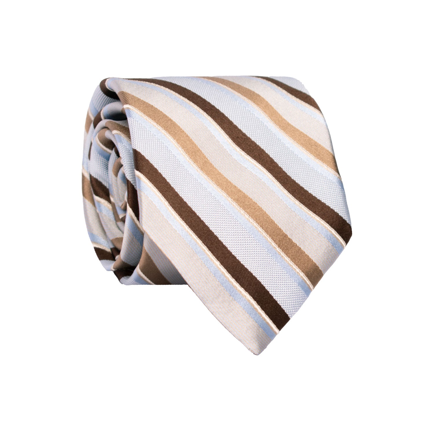 Cravatta Regimental di Seta con Righe Celeste Marrone Beige Grigio 7420 Made in Italy Graffeo Cravatte Rotolo