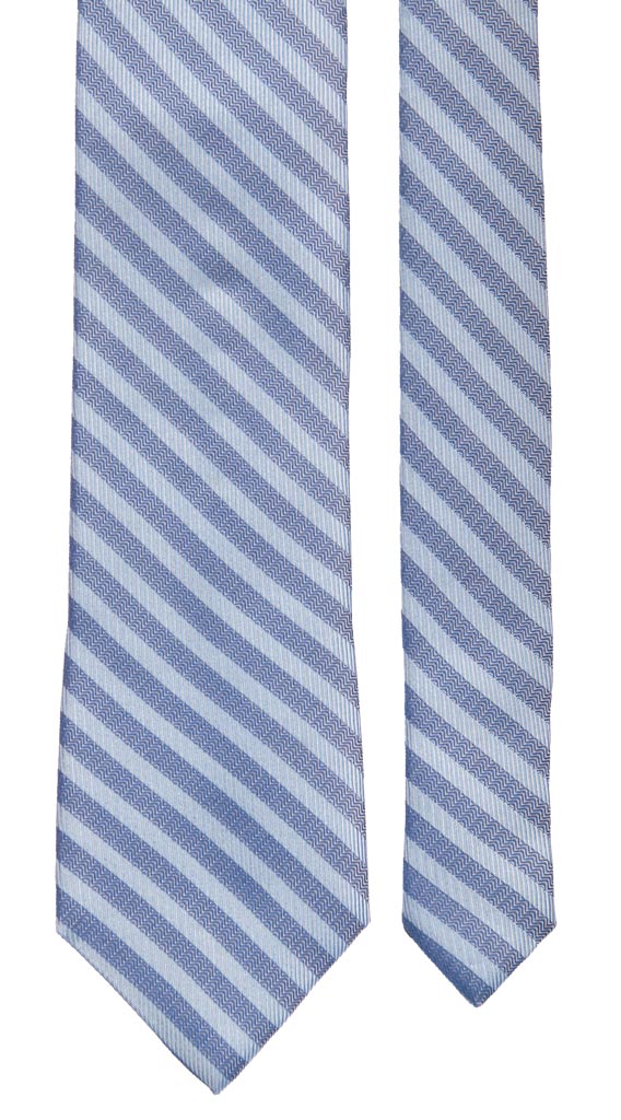 Cravatta Regimental di Seta con Righe Celesti Azzurre 6917 Pala