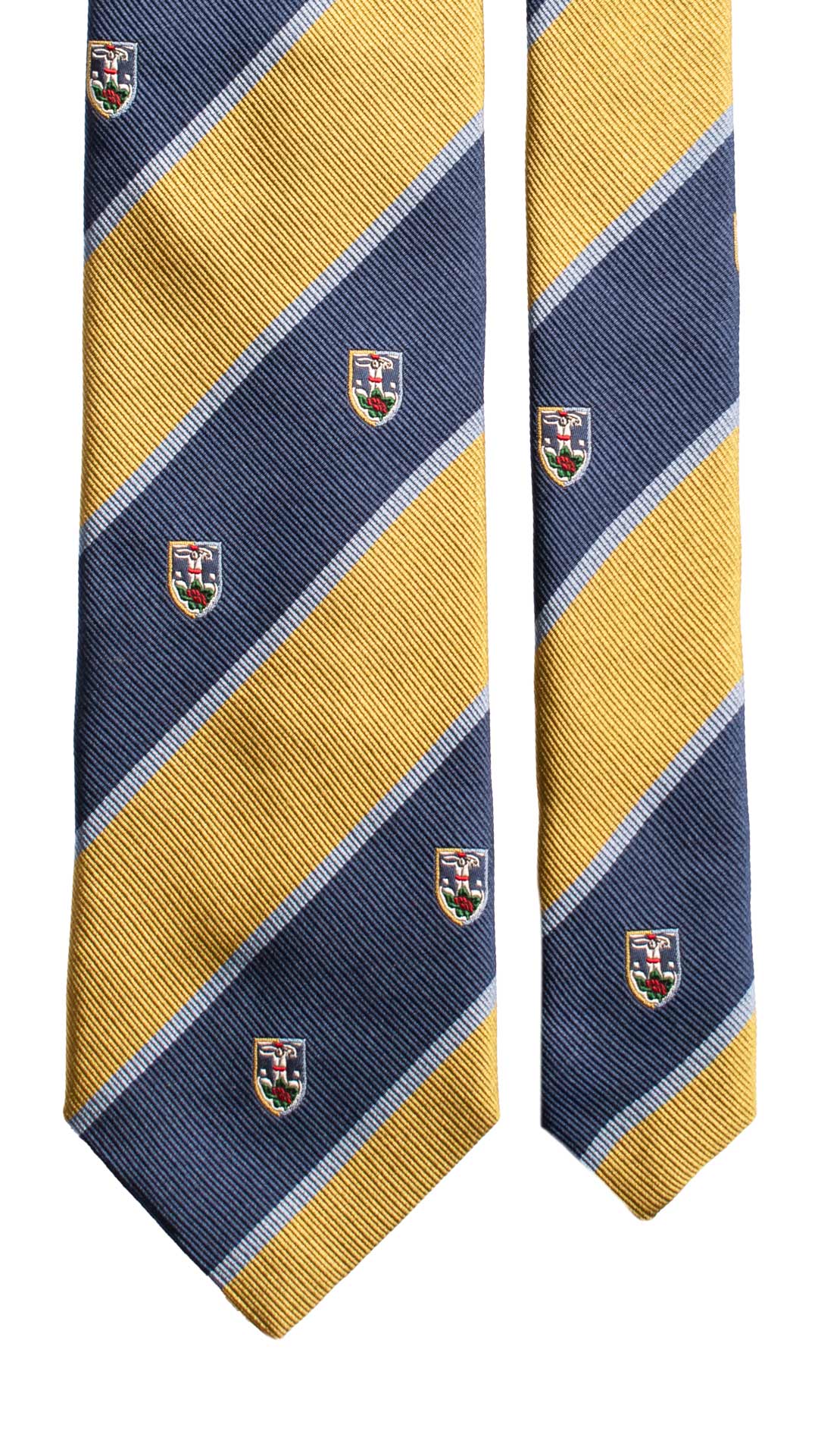 Cravatta Uomo A Clip Con Strisce - Blu Royal, Azzurro E Giallo - Realizzata A Mano Nel Regno Unito (Lunghezza 20 Inches/50,8 Cm)