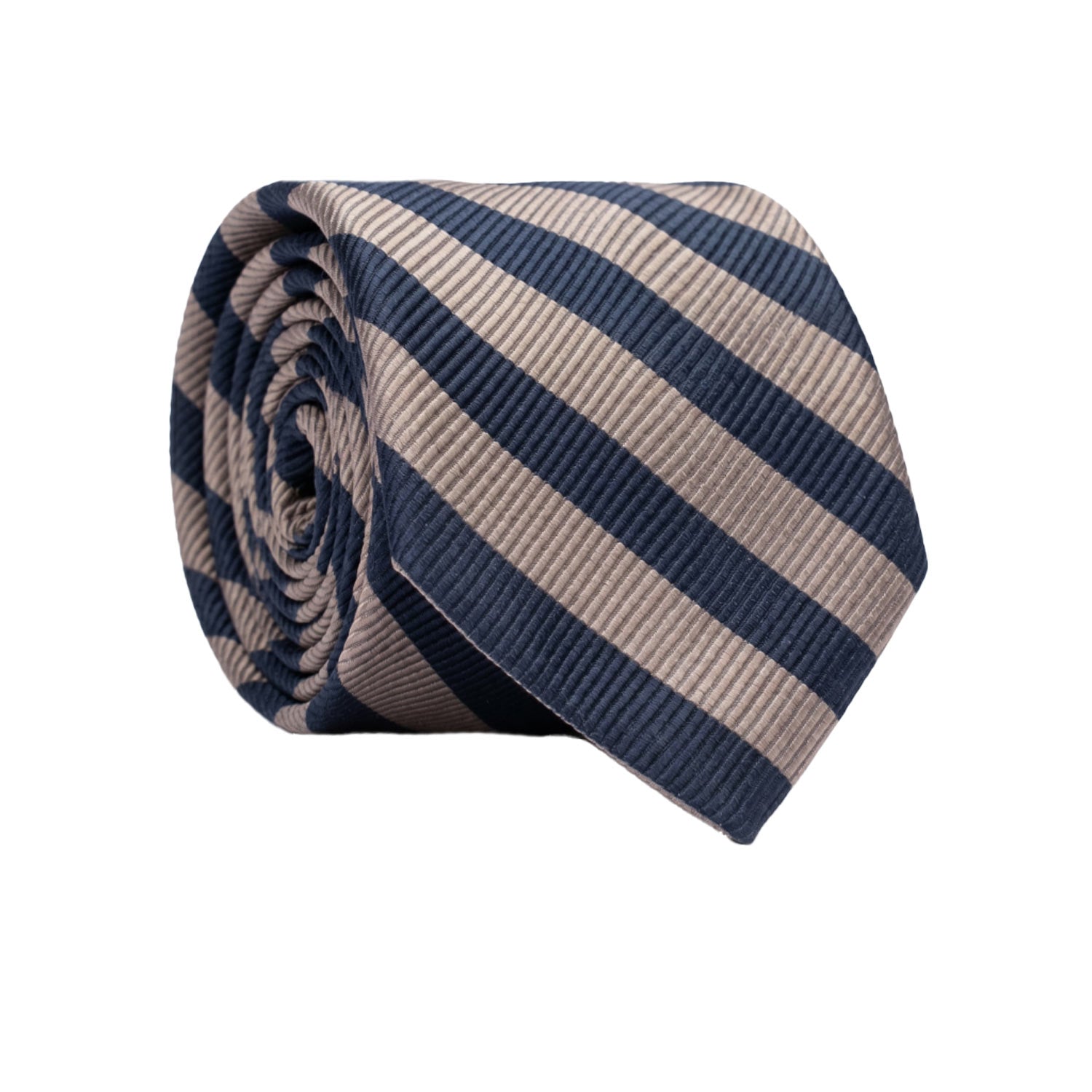 Cravatta Regimental di Seta con Righe Grigie Blu AN7645 Made in Italy Graffeo Cravatte Rotolo