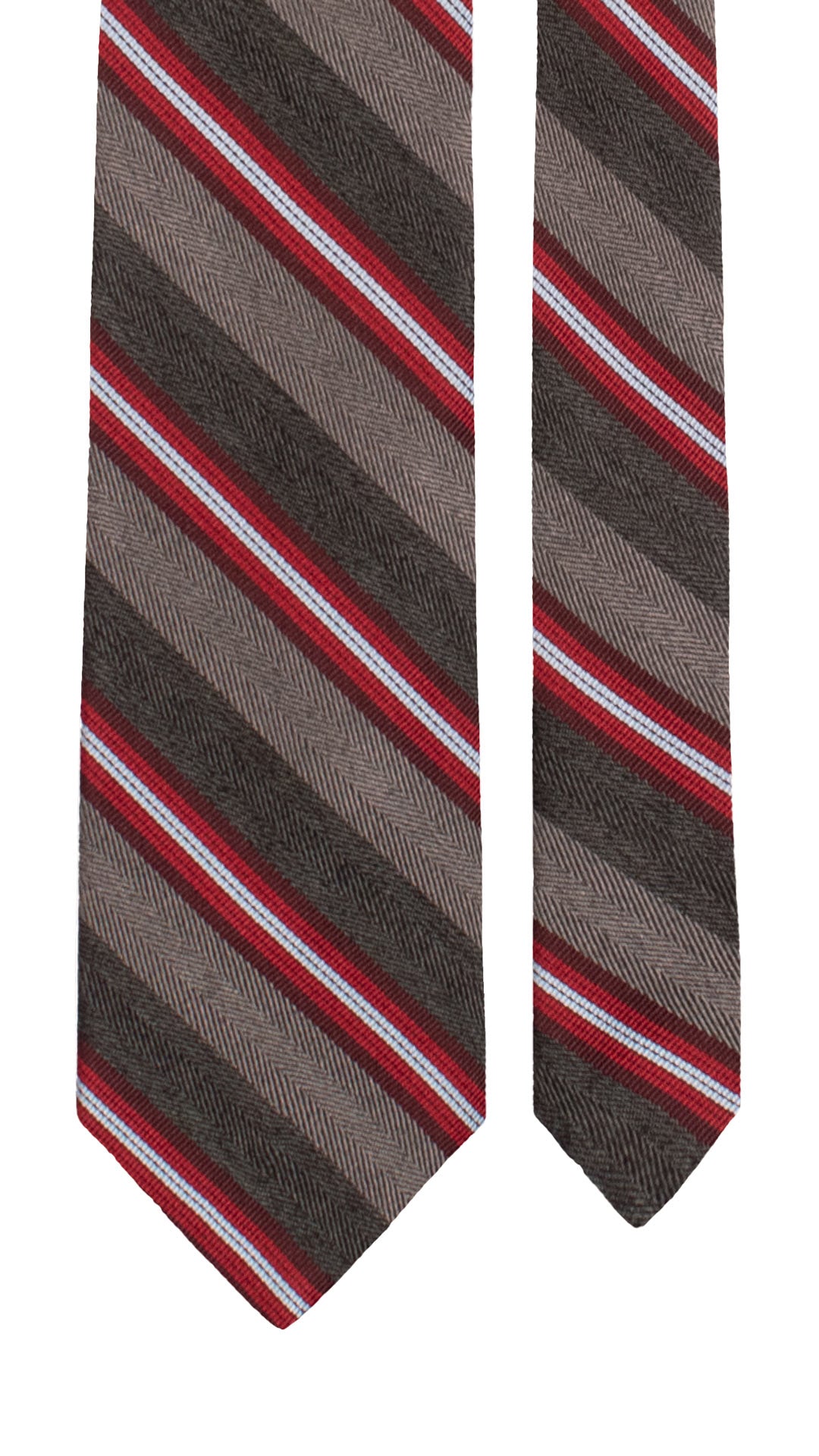 Cravatta Regimental di Seta con Righe Grigie Rosse Bordeaux Celesti 7576 Made in Italy Graffeo Cravatte Pala