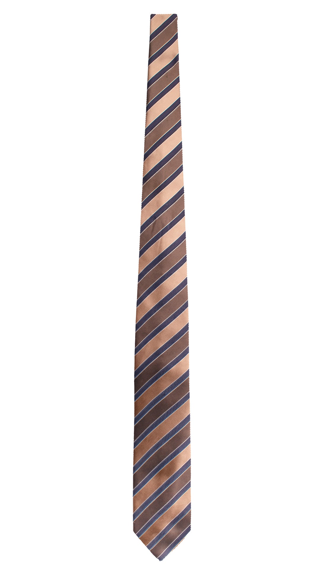 Cravatta Regimental di Seta con Righe Marroni Beige Blu Bianco 1769 Graffeo Cravatte Made in Italy Intera