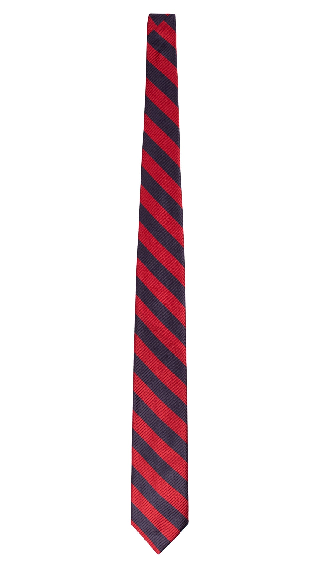 Cravatta Regimental di Seta con Righe Rosse Blu AN7625 Made in Italy Graffeo Cravatte Intera