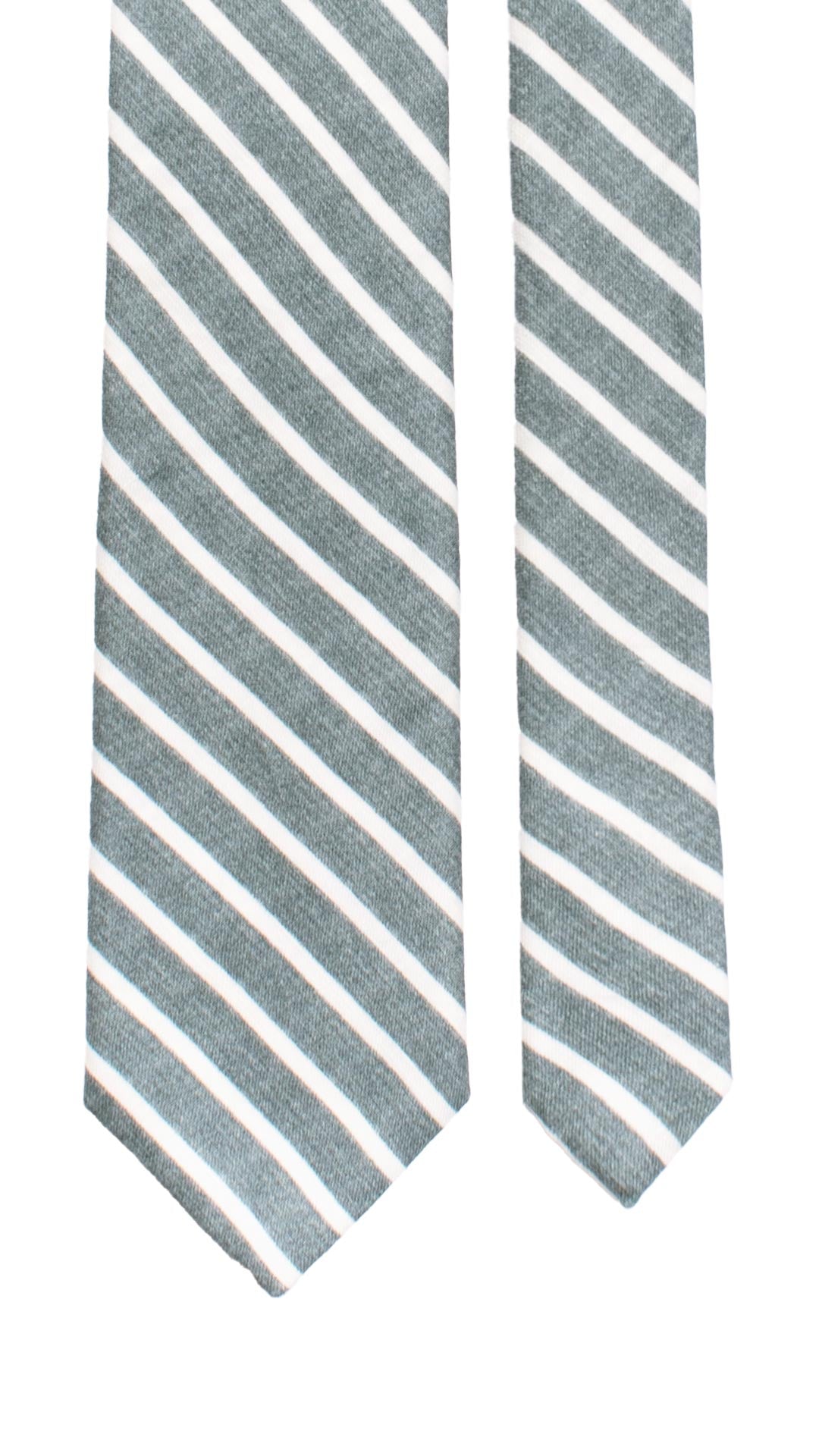 Cravatta Regimental in Cotone Lino Verde Bianco 7473 Made in Italy Graffeo cravatte Pala