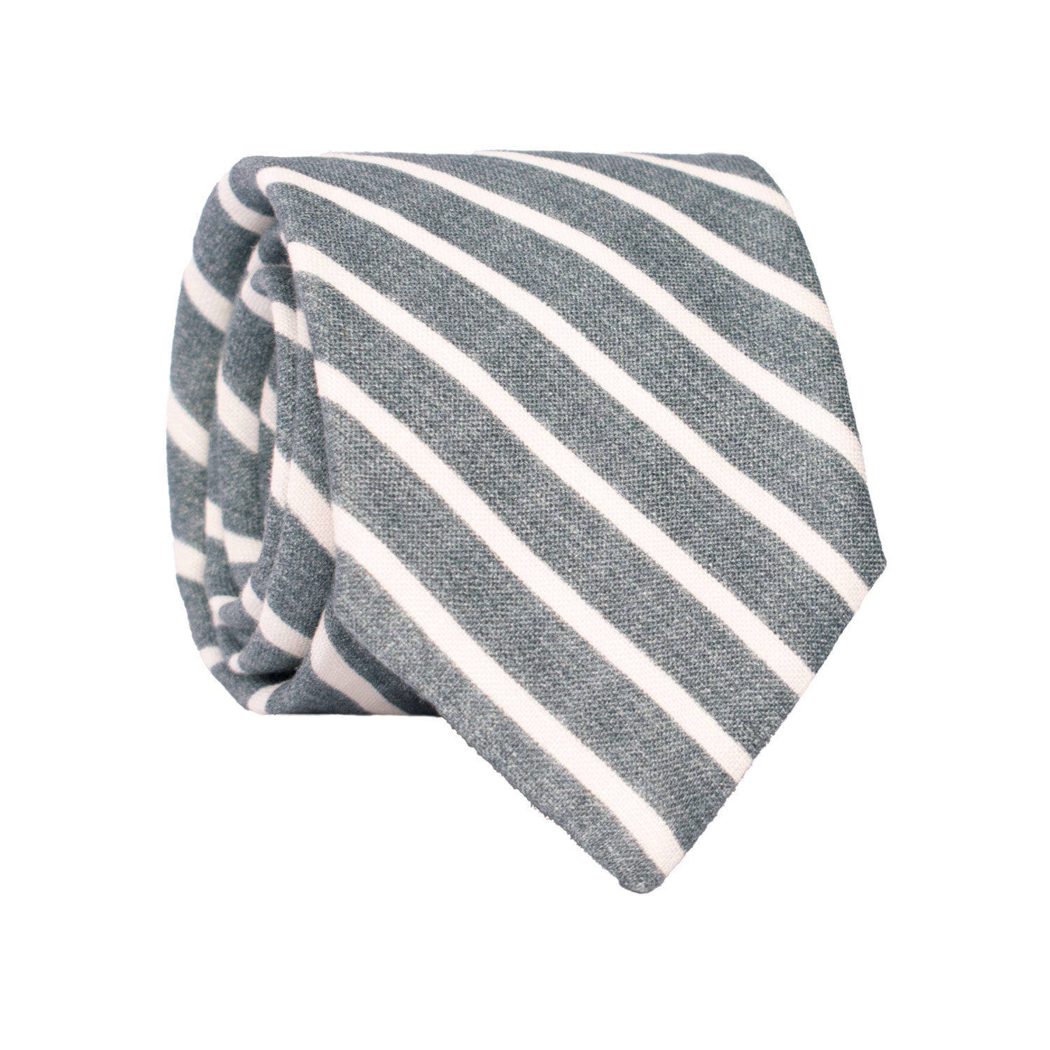 Cravatta Regimental in Cotone Lino Verde Bianco 7473 Made in Italy Graffeo cravatte Rotolo