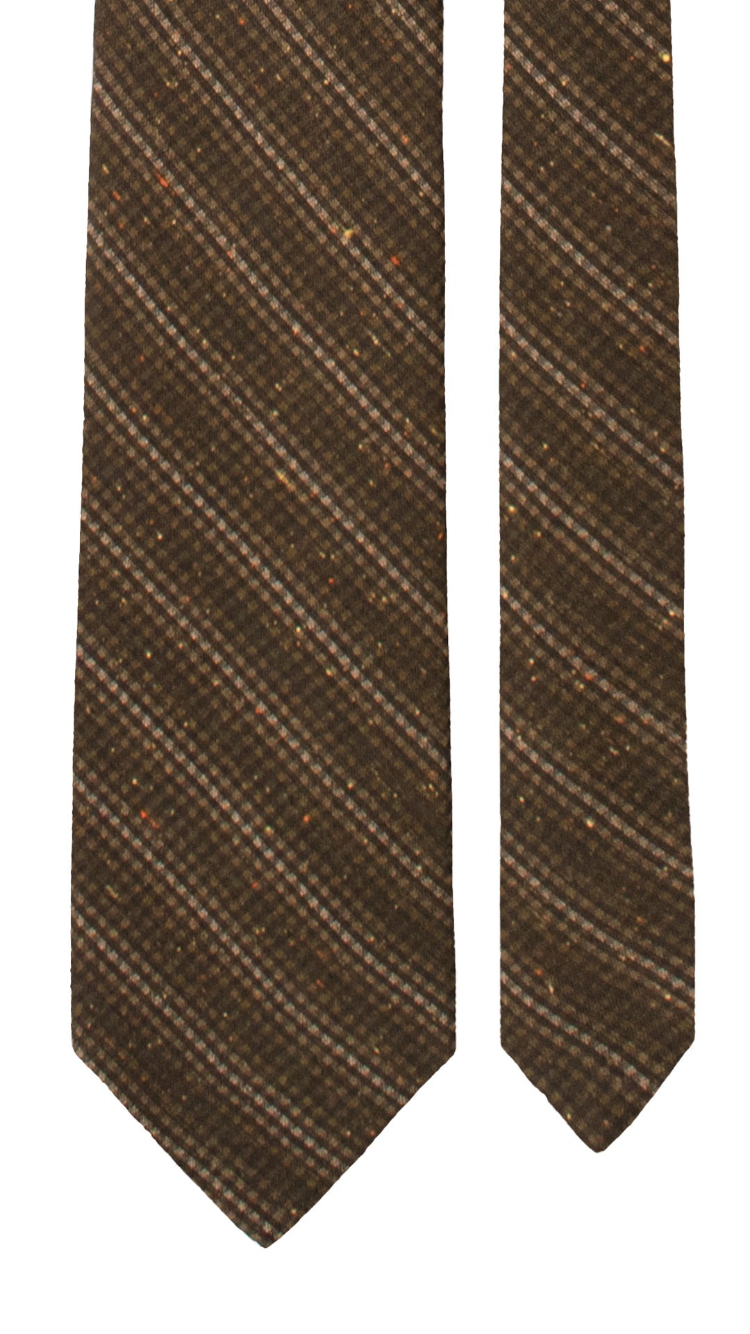 Cravatta Regimental in Cotone Lino Verde a Quadri Effetto Tweed Multicolor 7568 Pala