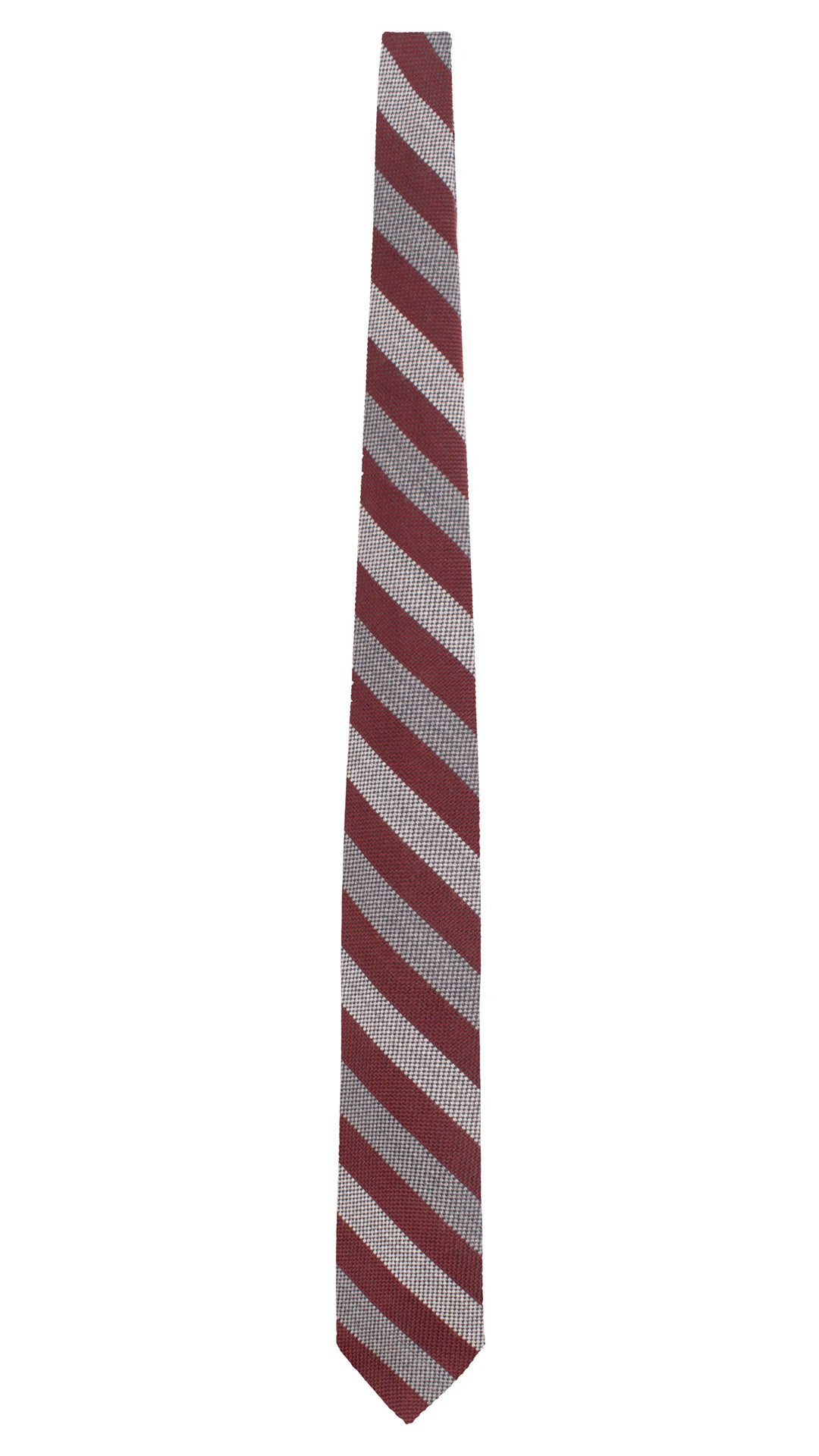 Cravatta Regimental in Lana Cashmere Grigia Bordeaux Blu L1235 Made in Italy Graffeo Cravatte Intera