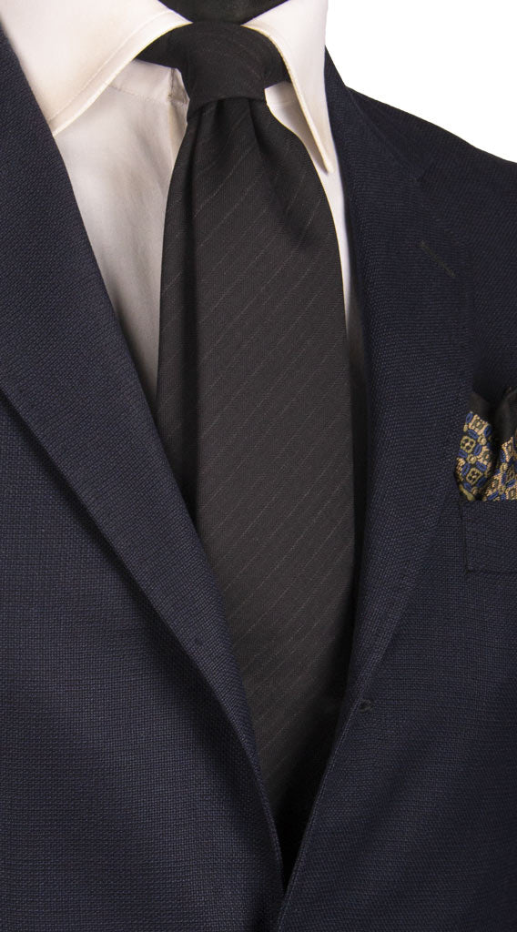 Cravatta Regimental in Lana Seta Blu con Righe Tono su Tono Made in Italy Graffeo Cravatte