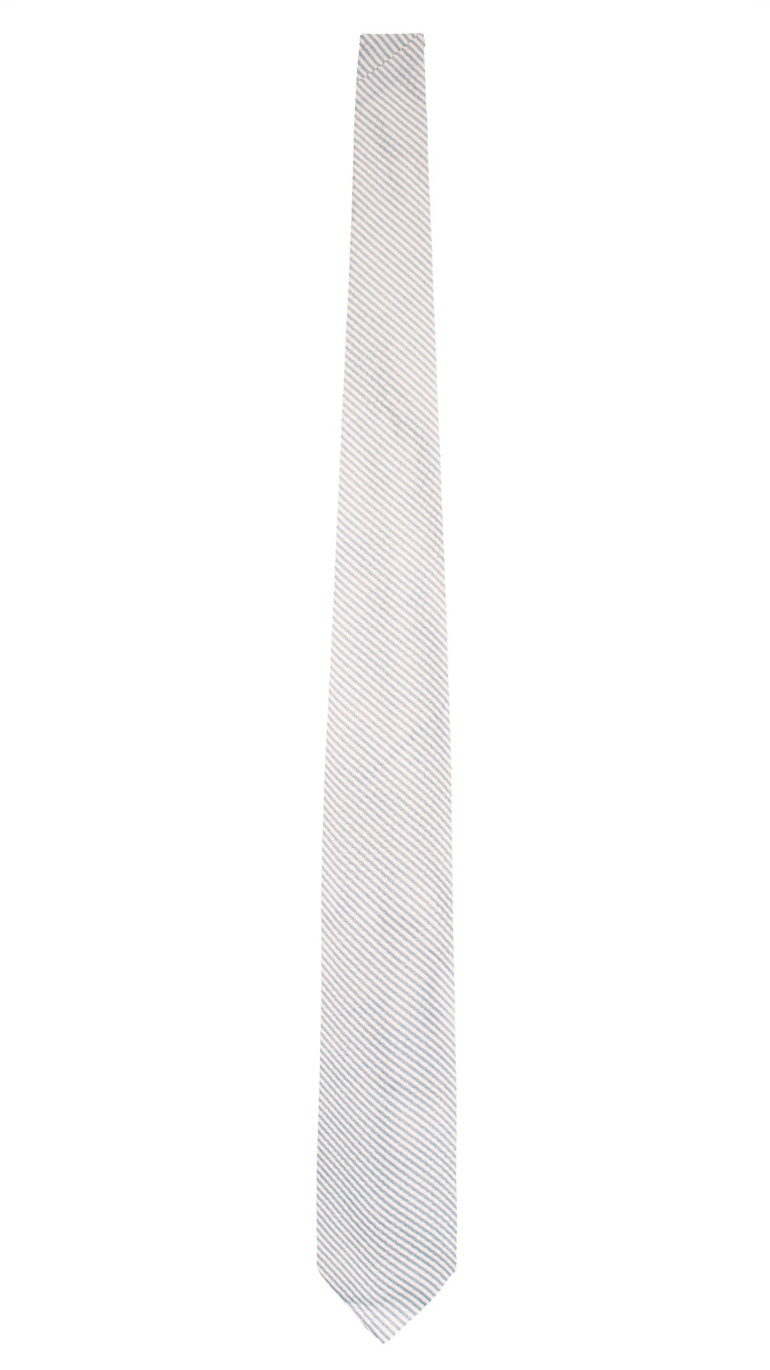 Cravatta Regimental in Seta Cotone Bianco Sporco con Righe Azzurre 7719 Made in Italy Graffeo Cravatte Intera