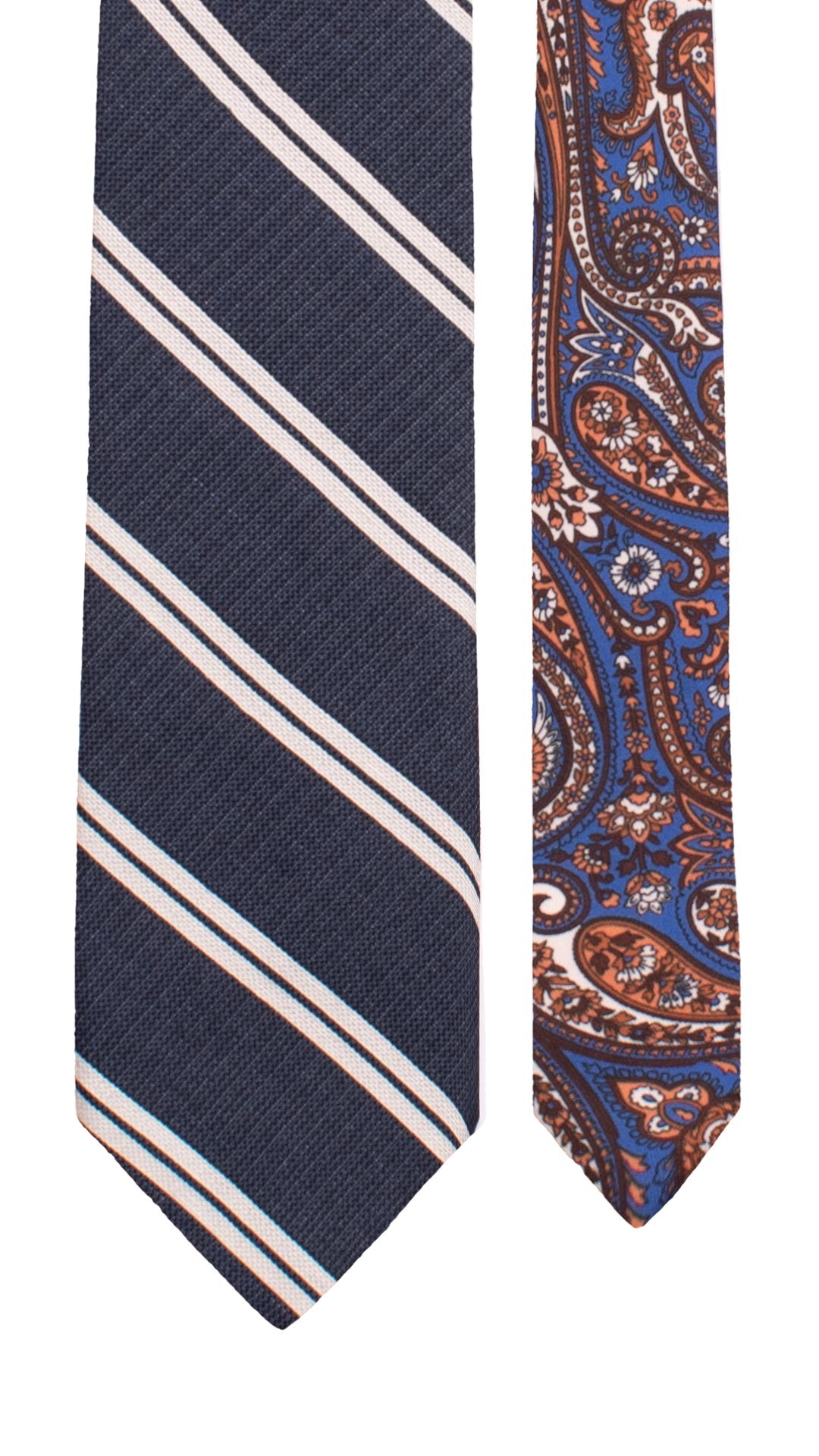 Cravatta Regimental in Seta Lino Blu Bianco Nodo in Contrasto a Quadri Blu Bianchi Azzurri N3325 Graffeo Cravatte Made in Italy Pala