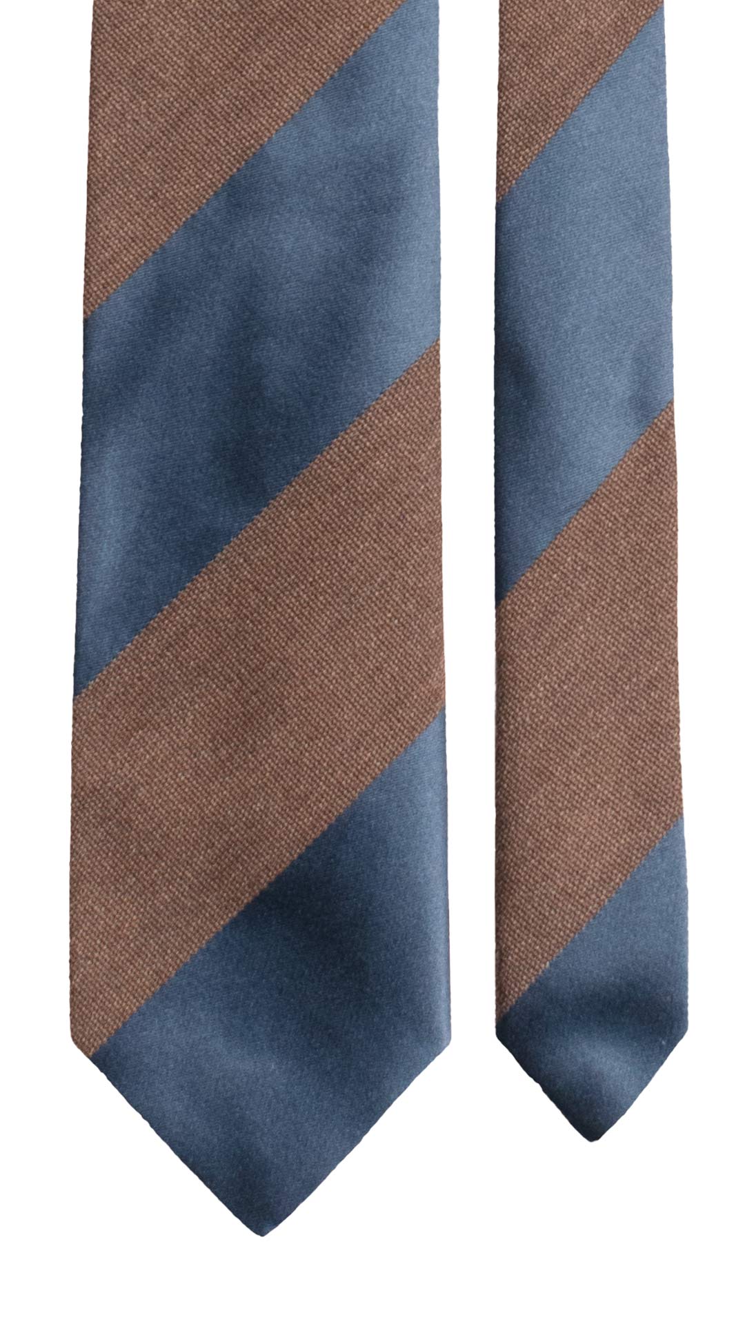 Cravatta Regimental in Seta Lino con Righe Blu Marroni 7747 Made in Italy Graffeo Cravatte Pala