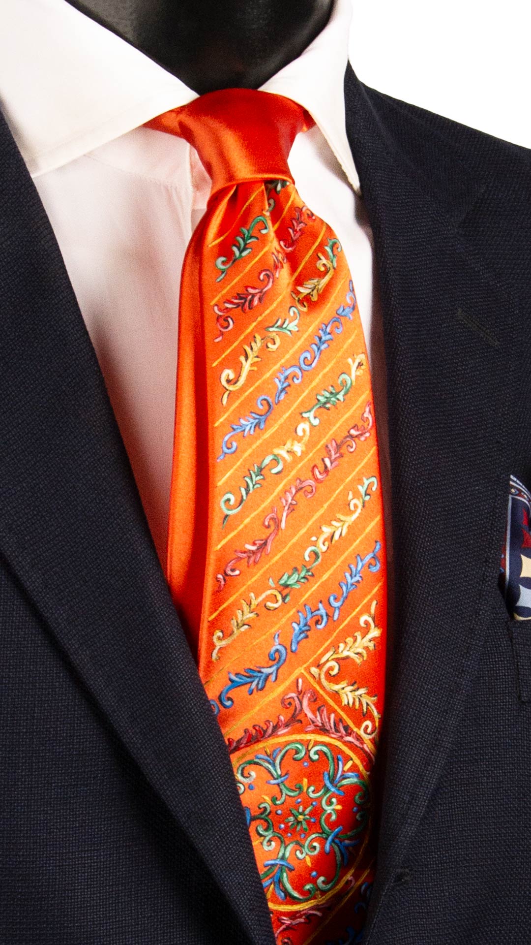 Cravatta Siciliana Arancione Dipinta a Mano GP79 Made in Italy Graffeo Cravatte
