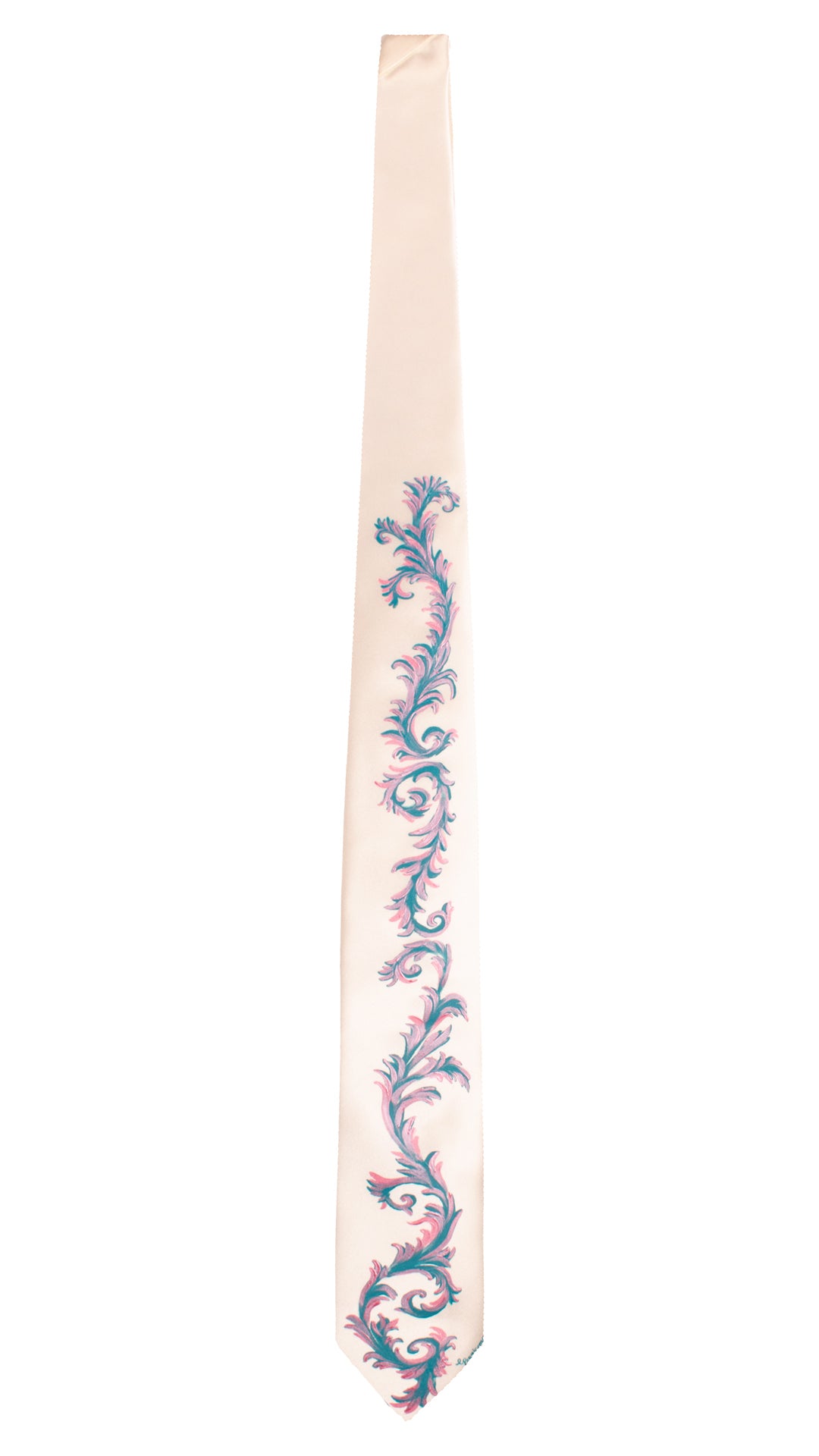 Cravatta Siciliana Bianco Panna Dipinta a Mano GP95 Made in Italy Graffeo Cravatte Intera