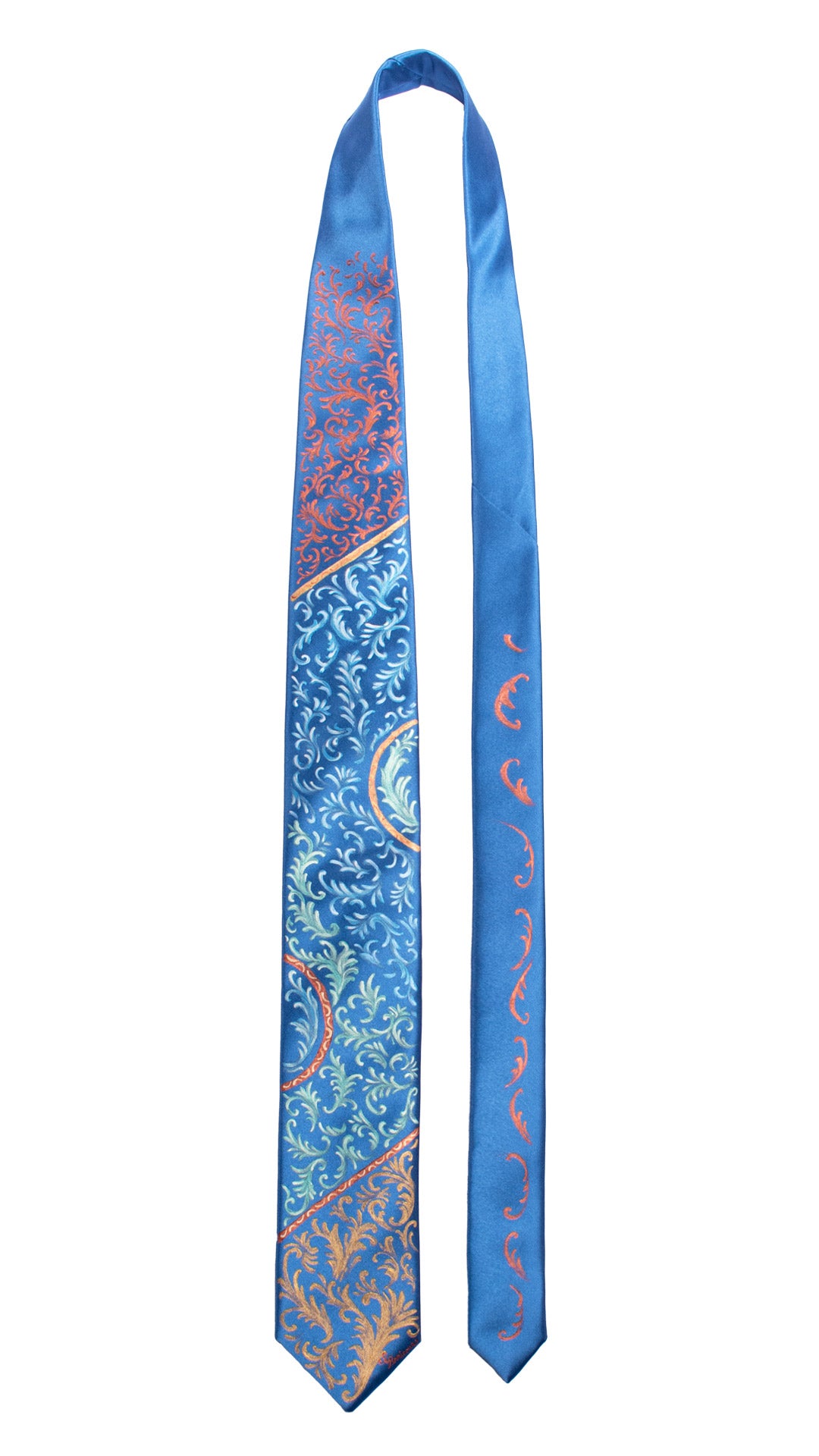 Cravatta Siciliana Bluette Dipinta a Mano GP107 Made in Italy Graffeo Cravatte Pala