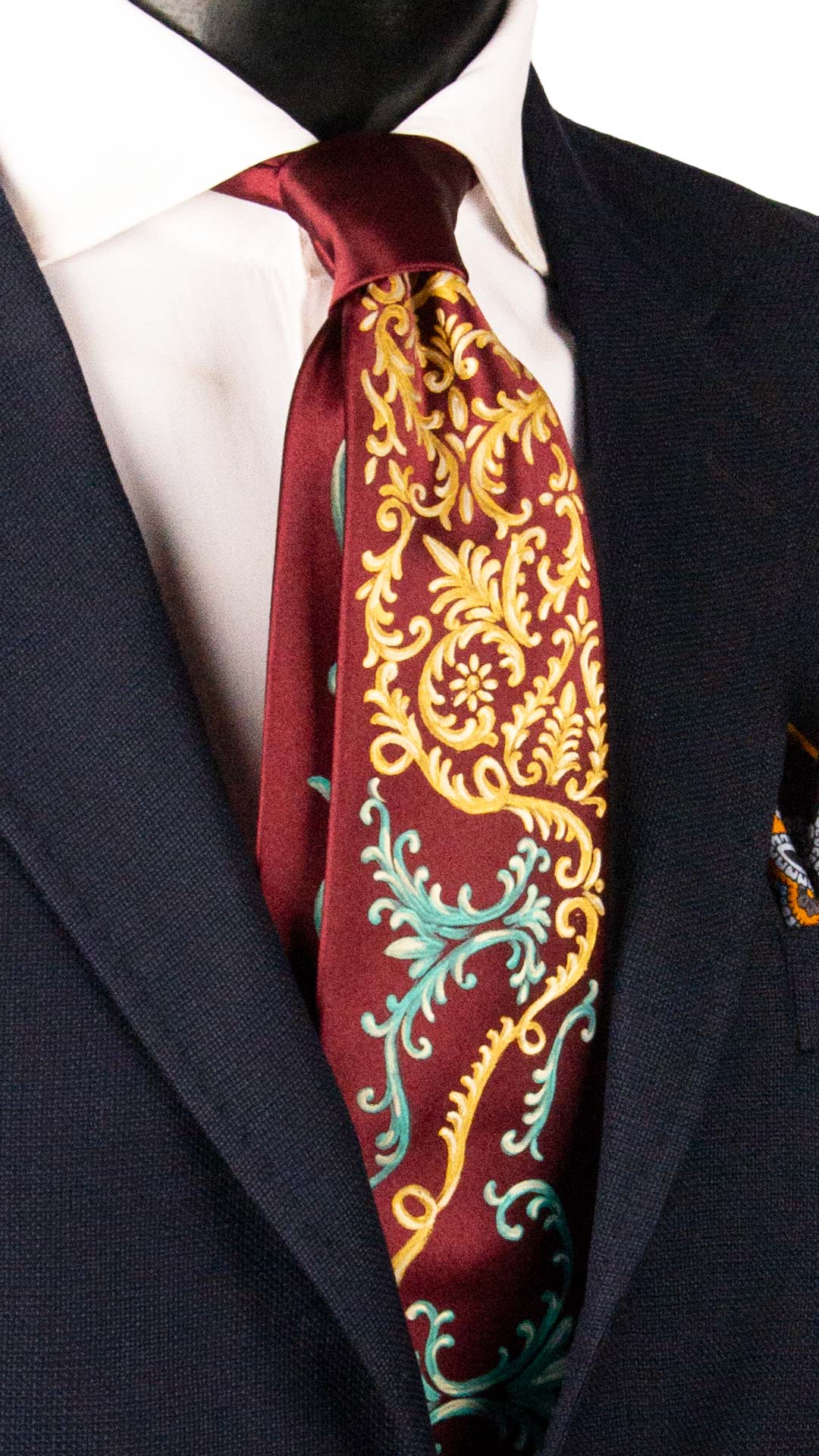 Cravatta Siciliana Bordeaux Dipinta a Mano GP82 Made in Italy Graffeo Cravatte