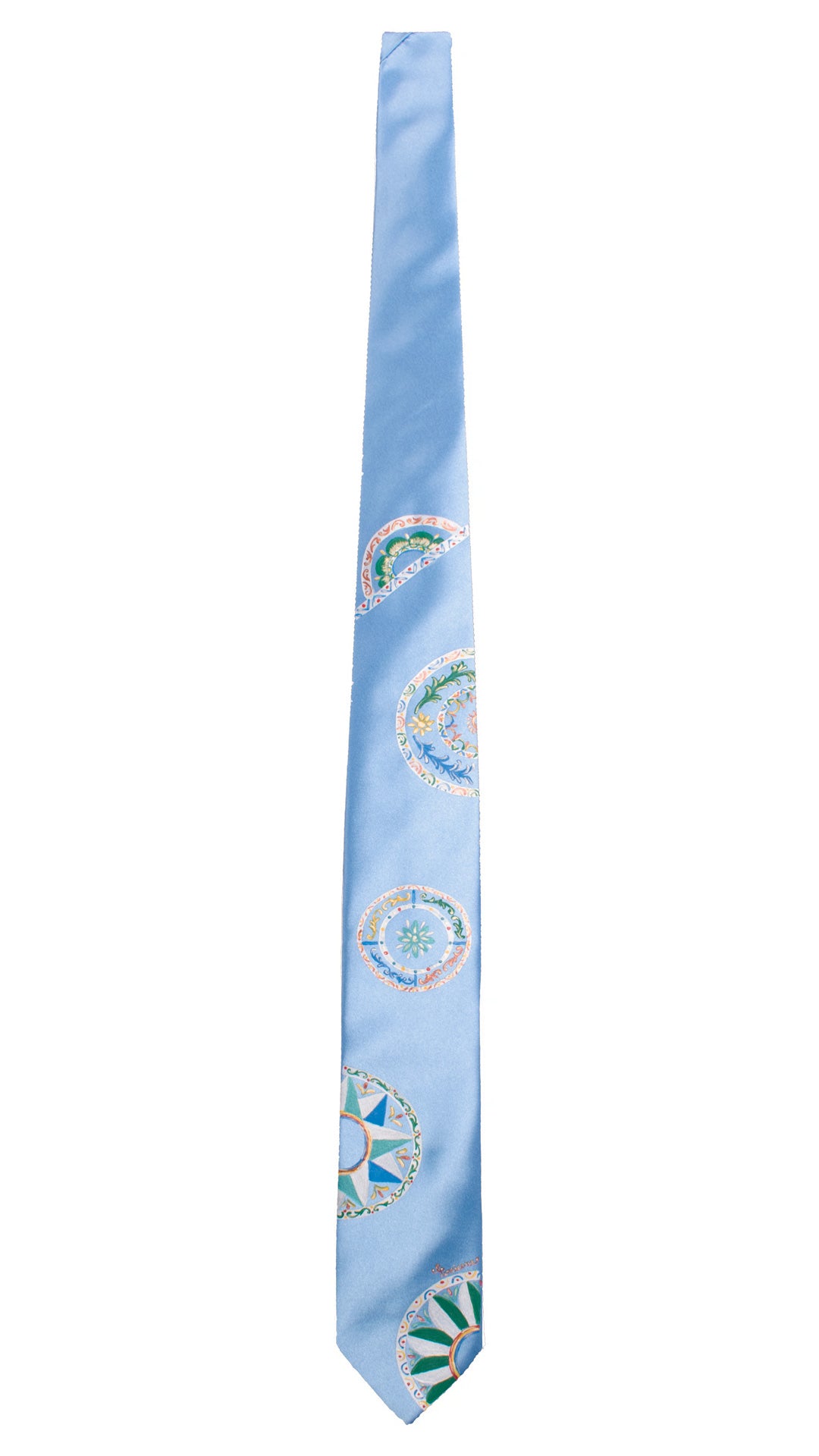 Cravatta Siciliana Celeste Dipinta a Mano GP105 Made in Italy Graffeo Cravatte Intera