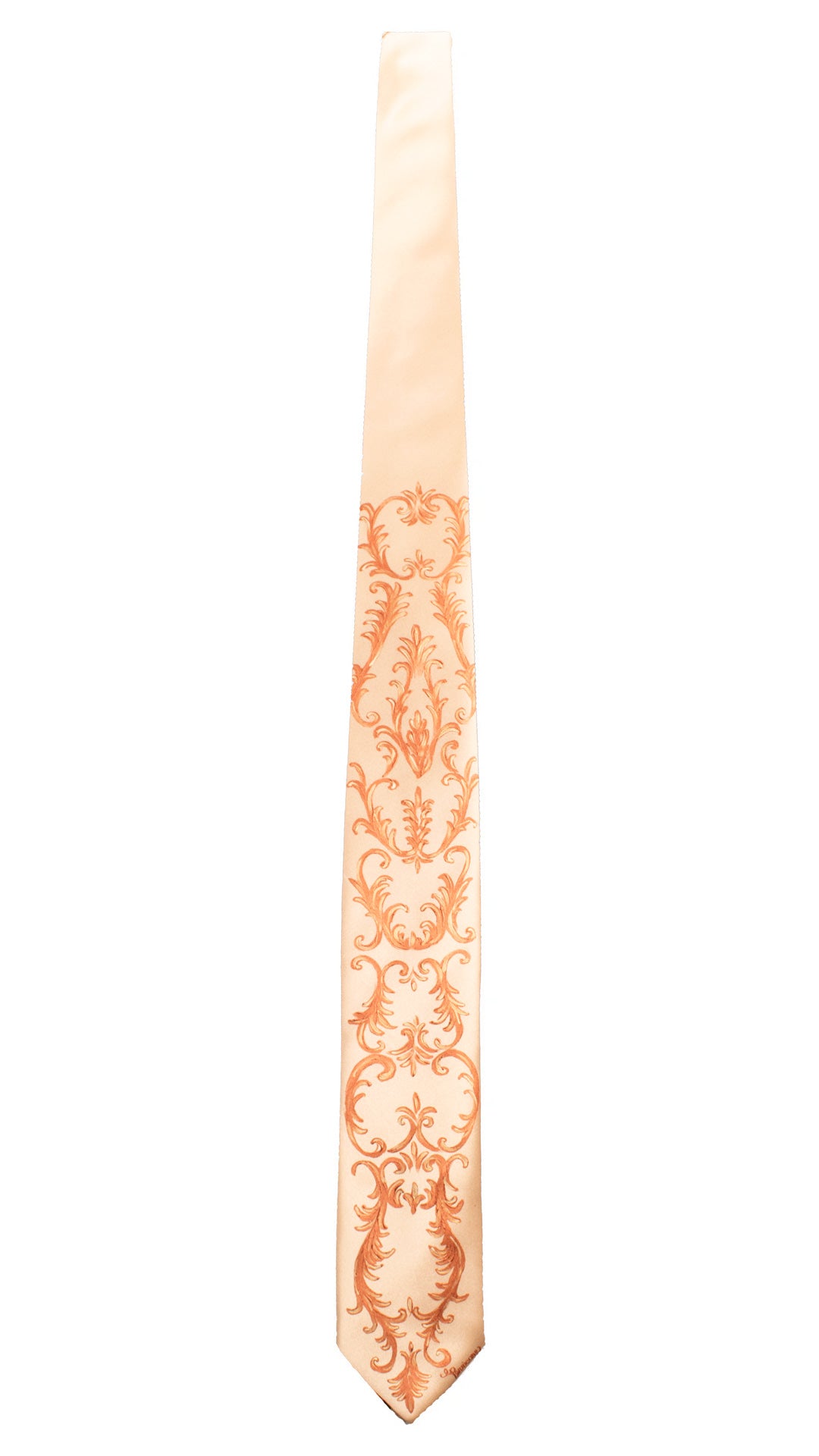 Cravatta Siciliana Color Champagne Dipinta a Mano GP102 Made in Italy Graffeo Cravatte Intera