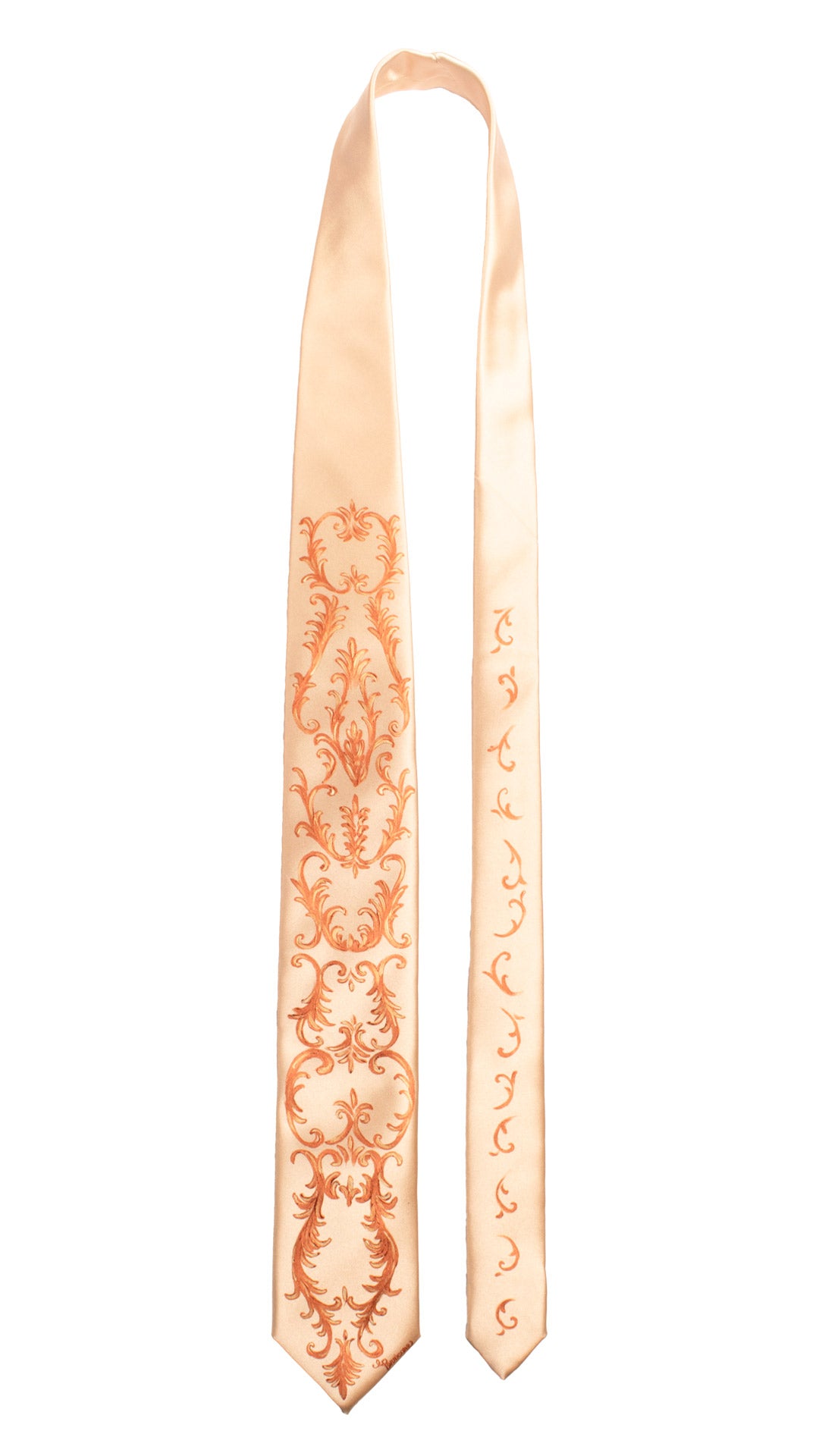 Cravatta Siciliana Color Champagne Dipinta a Mano GP102 Made in Italy Graffeo Cravatte Pala