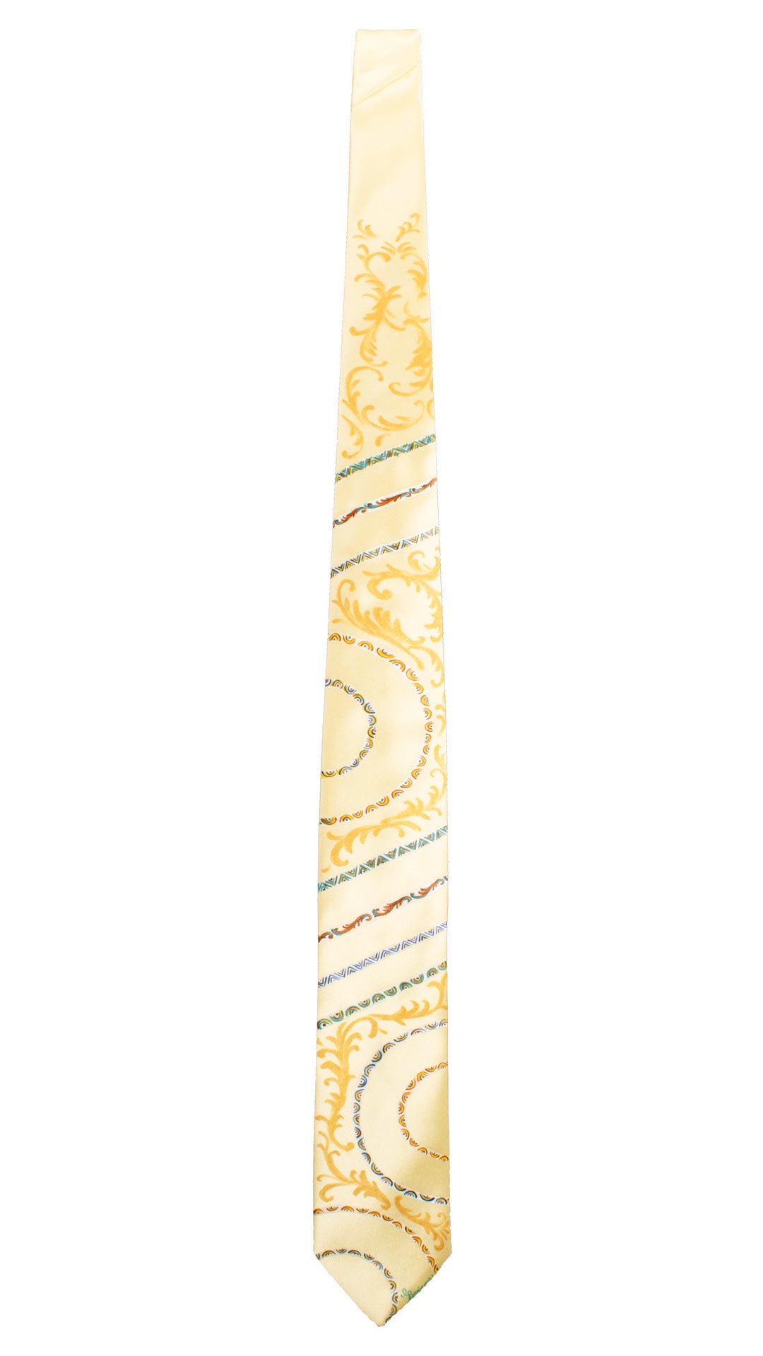 Cravatta Siciliana Giallo Crema Dipinta a Mano GP108 Made in Italy Graffeo Cravatte Intera
