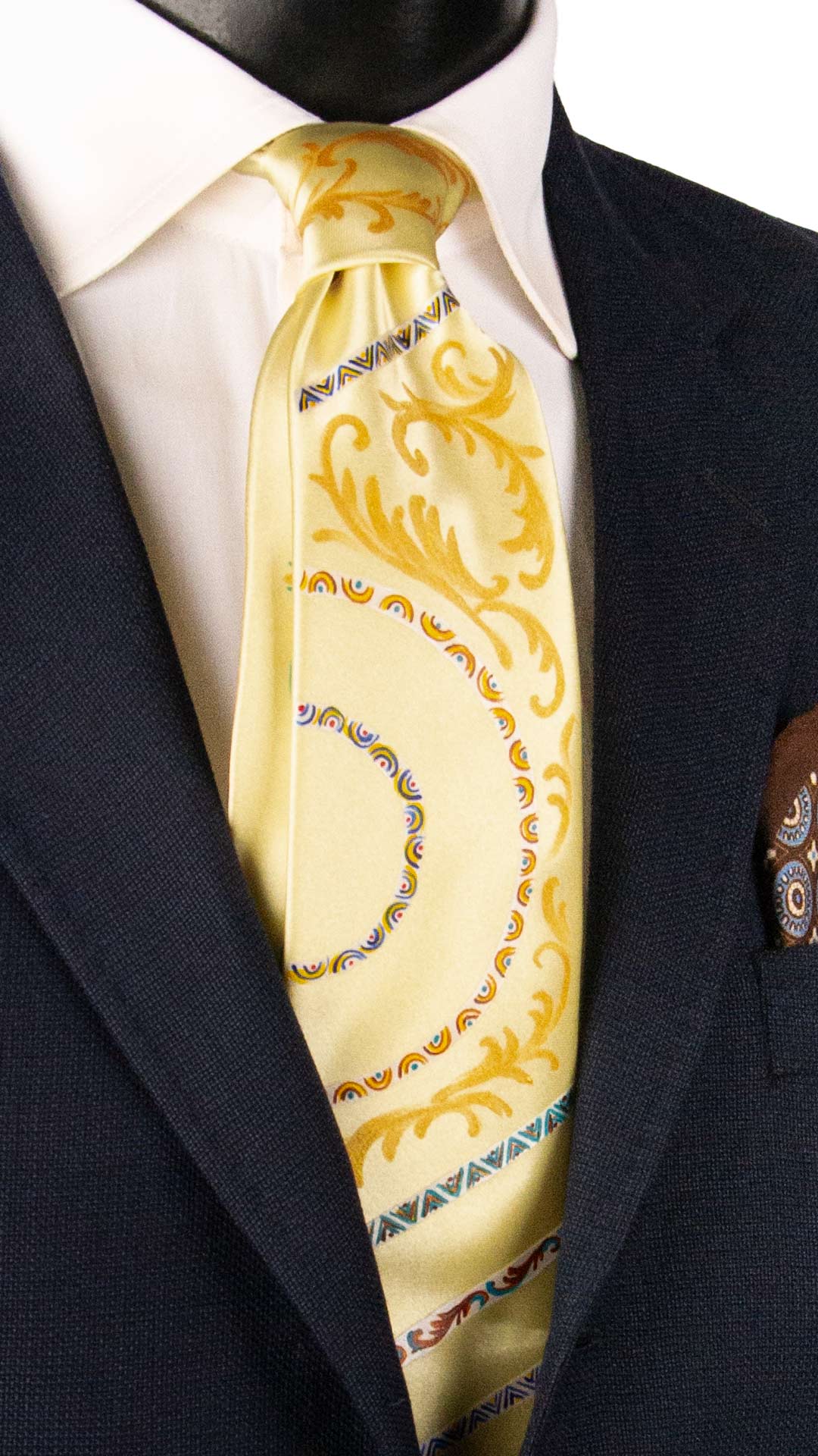 Cravatta Siciliana Giallo Crema Dipinta a Mano GP108 Made in Italy Graffeo Cravatte
