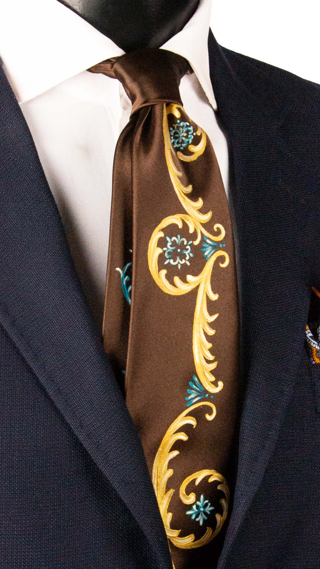 Cravatta Siciliana Marrone Dipinta a Mano GP85 Made in Italy Graffeo Cravatte