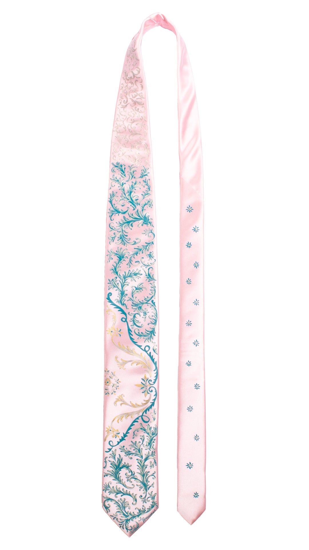 Cravatta Siciliana Rosa Dipinta a Mano GP99 Made in Italy Graffeo Cravatte Pala