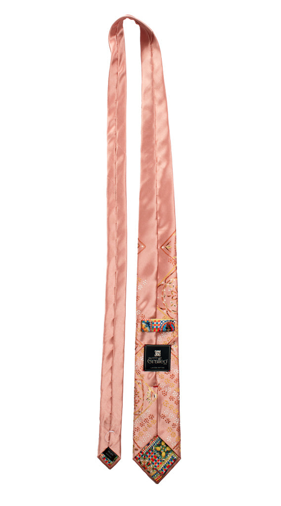 Cravatta Siciliana Rosa Salmone Dipinta a Mano Made in Italy Graffeo Cravatte Retro