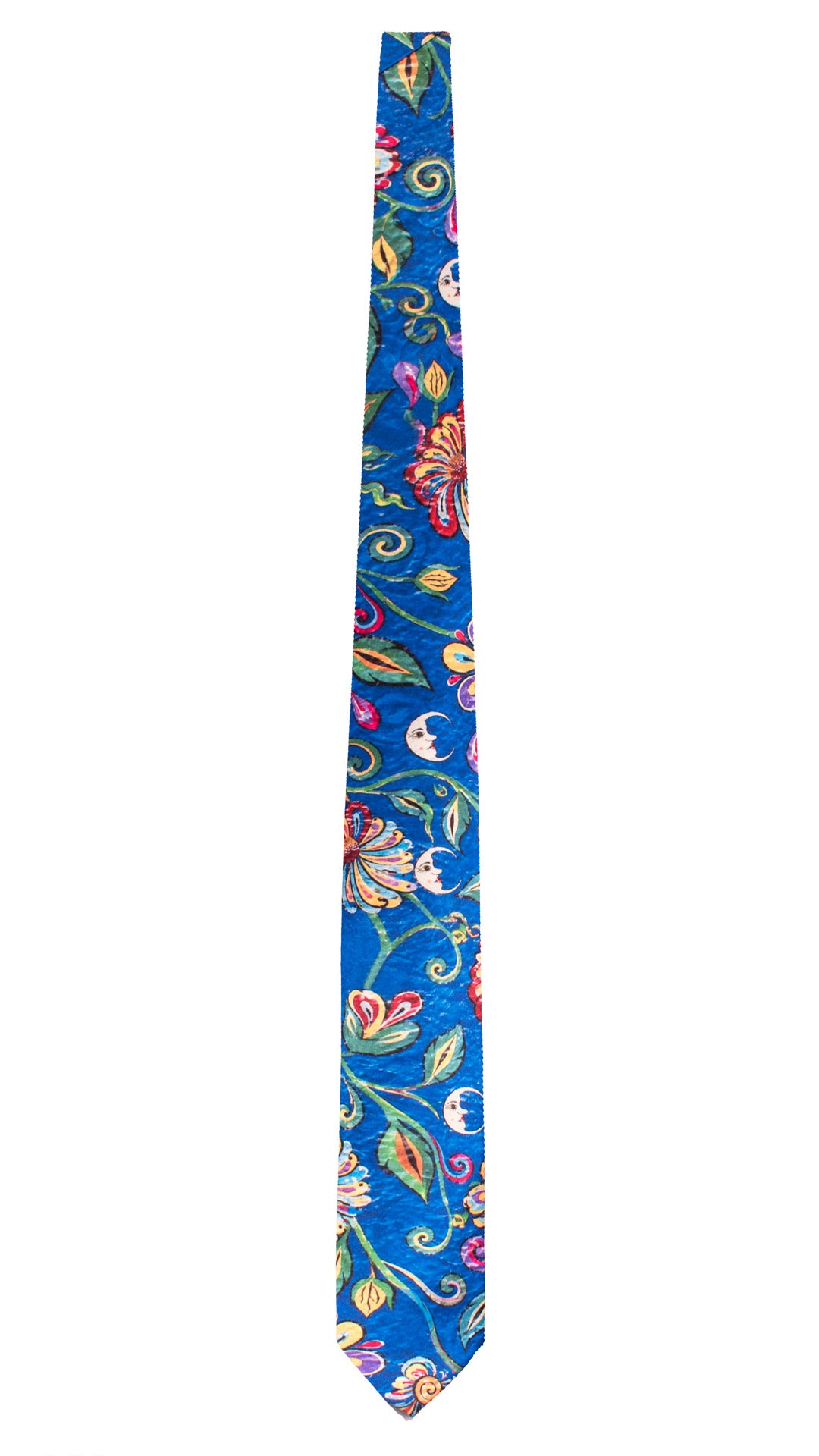 Cravatta Siciliana Stampa di Raso Bluette Fantasia Multicolor CS50 Made in Italy Graffeo Cravatte Intera