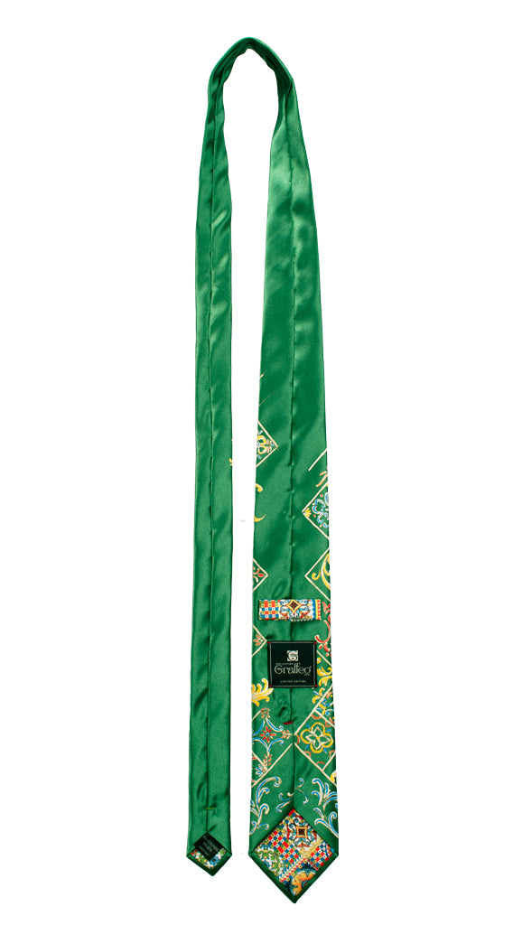 Cravatta Siciliana Verde Dipinta a Mano Made in Italy Graffeo Cravatte Pala