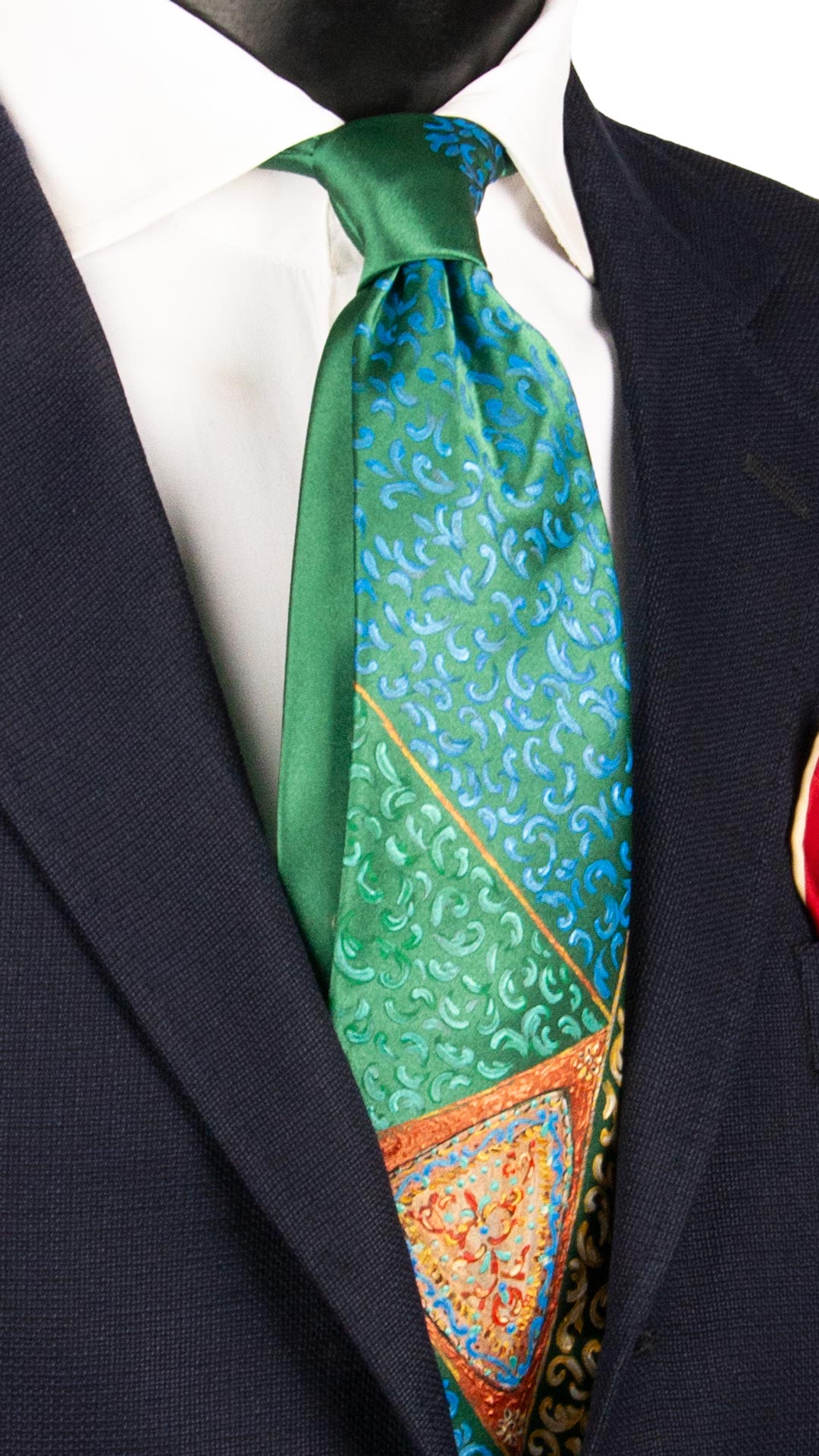 Cravatta Siciliana Verde Dipinta a Mano GP77 Graffeo Cravatte Made in Italy
