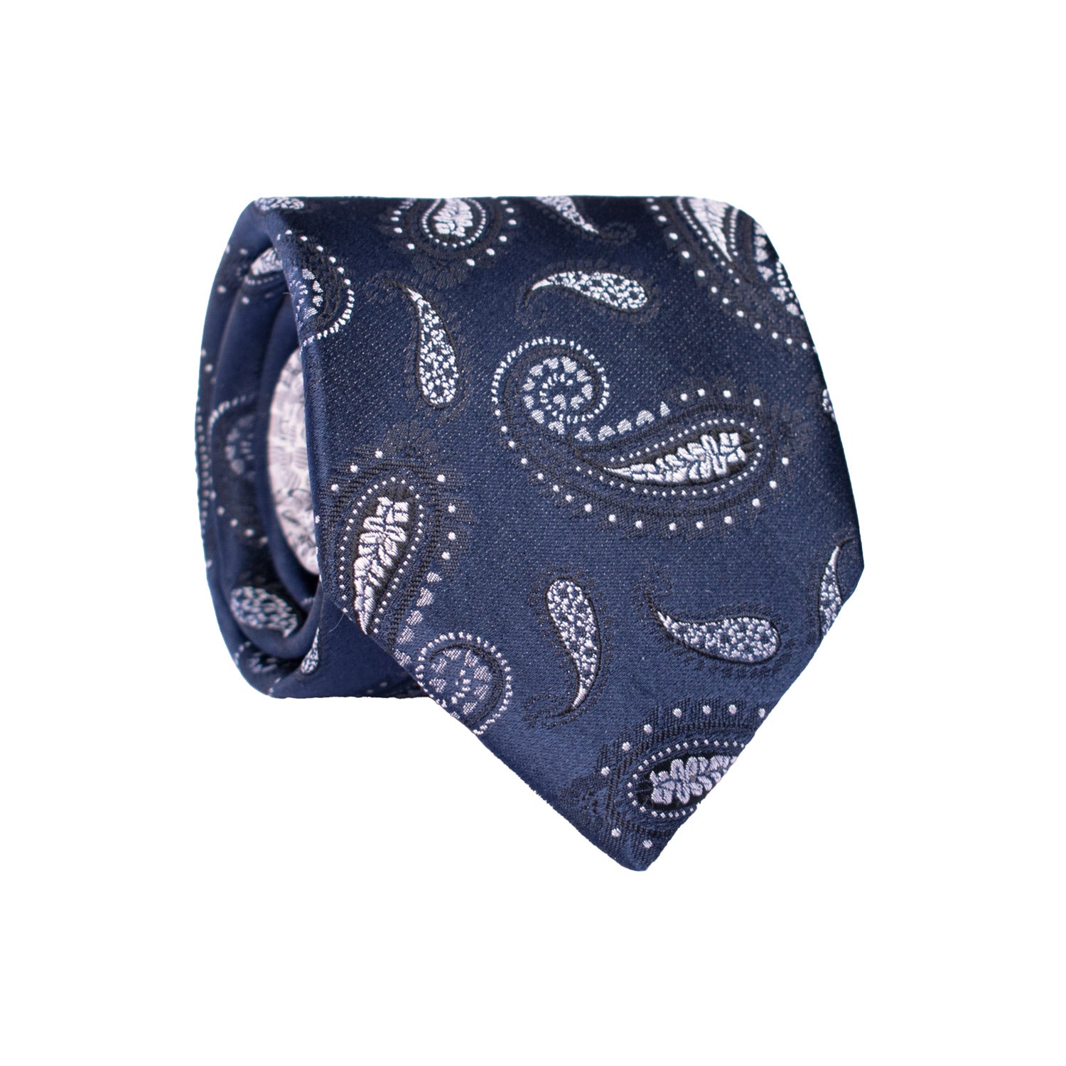 Cravatta Blu Paisley Grigio Pala Piccola in Contrasto Grigia AN2 Made in Italy Graffeo Cravatte Rotolo