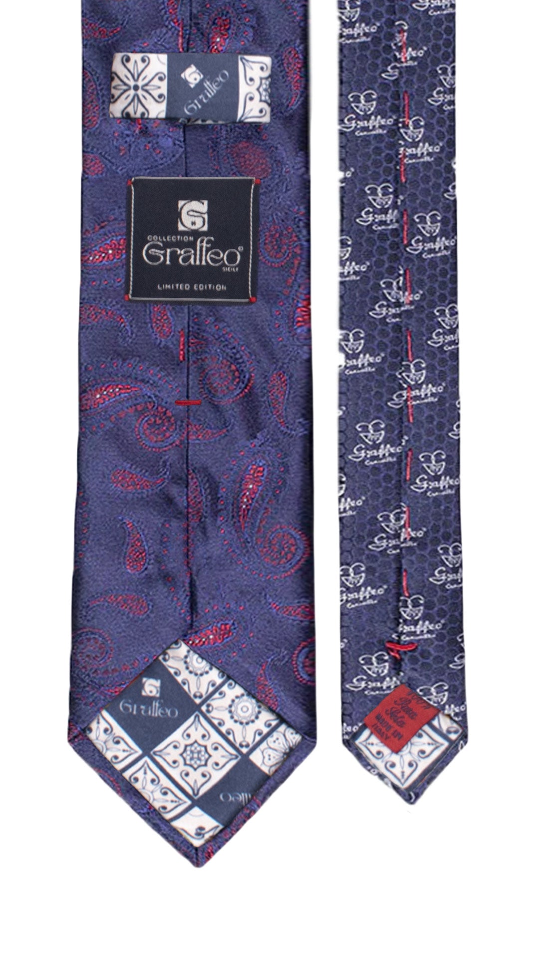 Cravatta Blu Paisley Rosso Bianco Pala Piccola in Contrasto Blu AN1
Pala