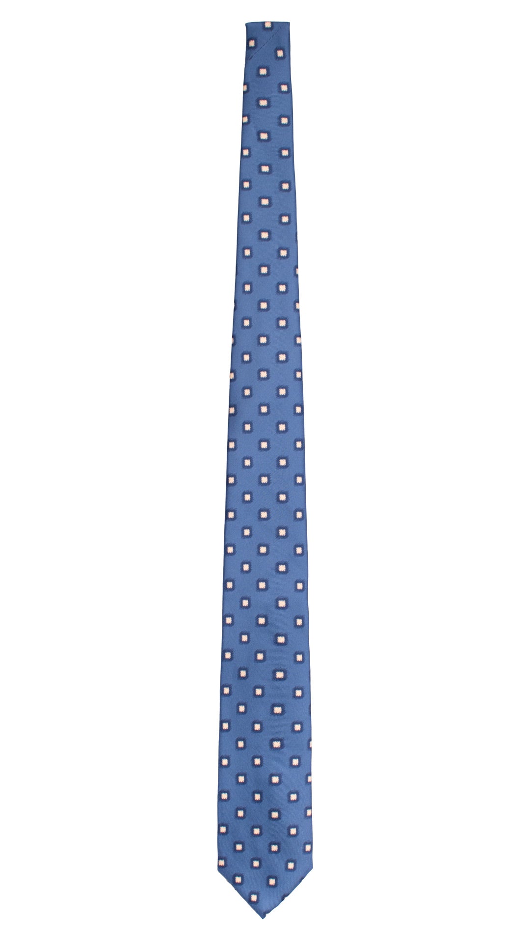 Cravatta Stampa di Seta Avio Fantasia Blu Beige 7591 Made in Italy Graffeo Cravatte Intera