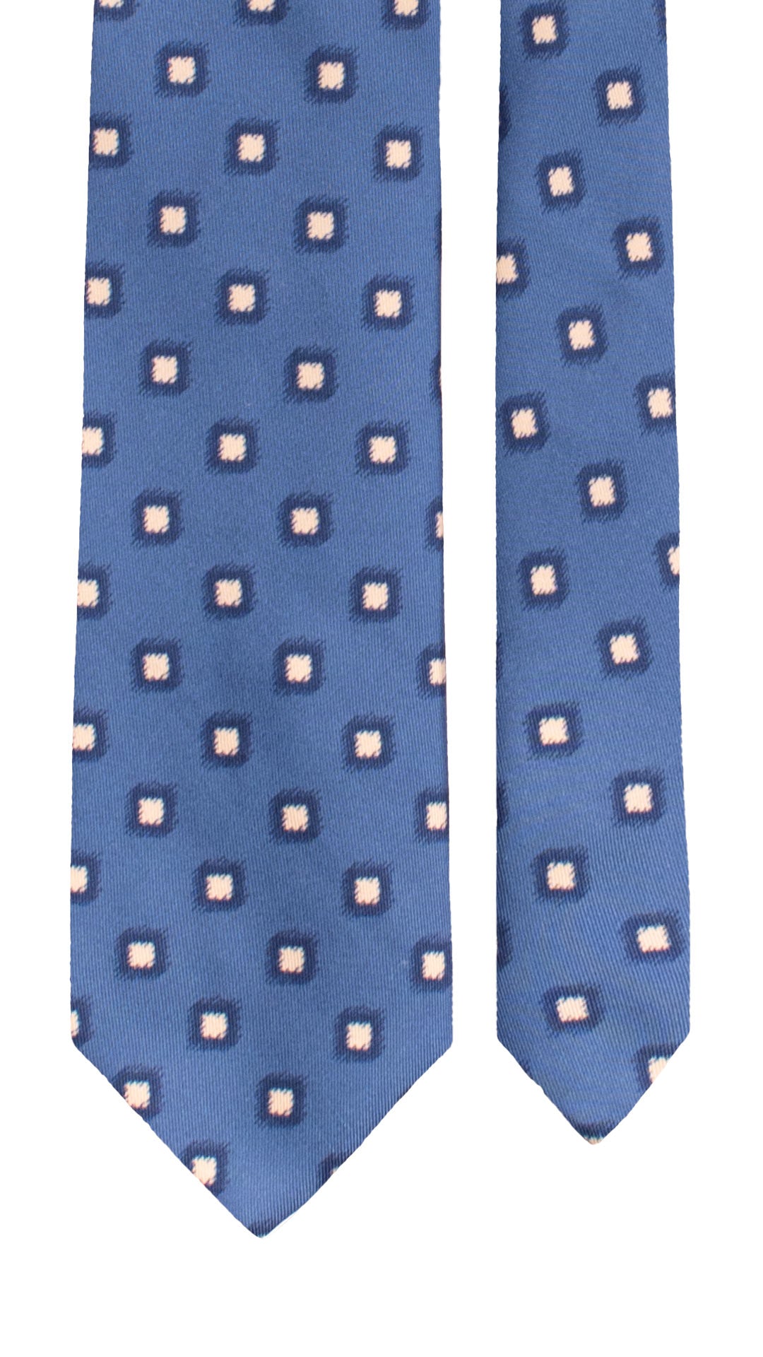 Cravatta Stampa di Seta Avio Fantasia Blu Beige 7591 Made in Italy Graffeo Cravatte Pala