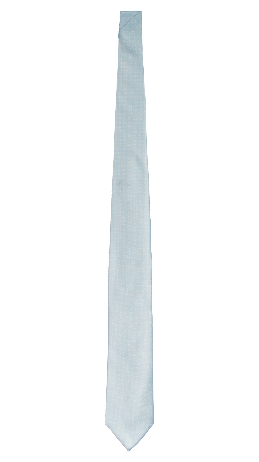 Cravatta Stampa di Seta Azzurro Polvere Fantasia Bianco 7584 Made in Italy Graffeo Cravatte Intera