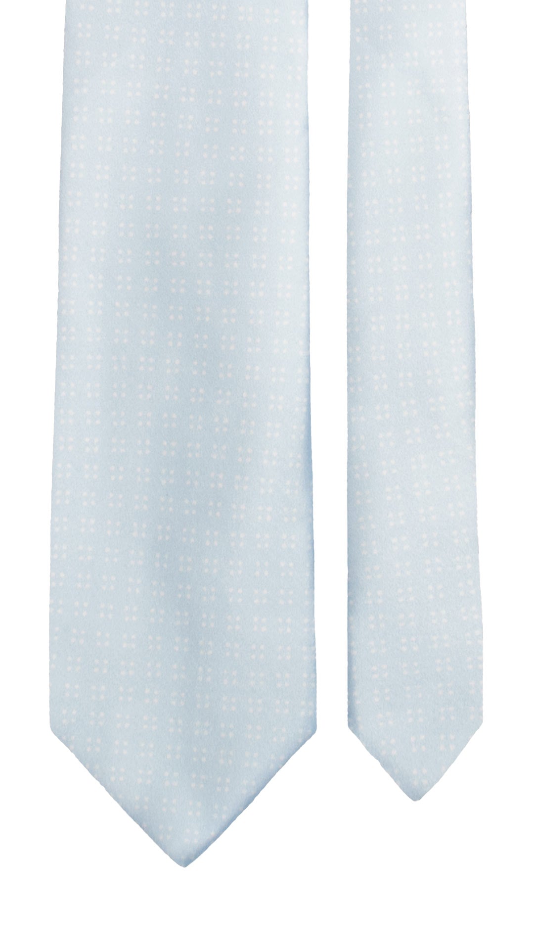 Cravatta Stampa di Seta Azzurro Polvere Fantasia Bianco 7584 Made in Italy Graffeo Cravatte Pala