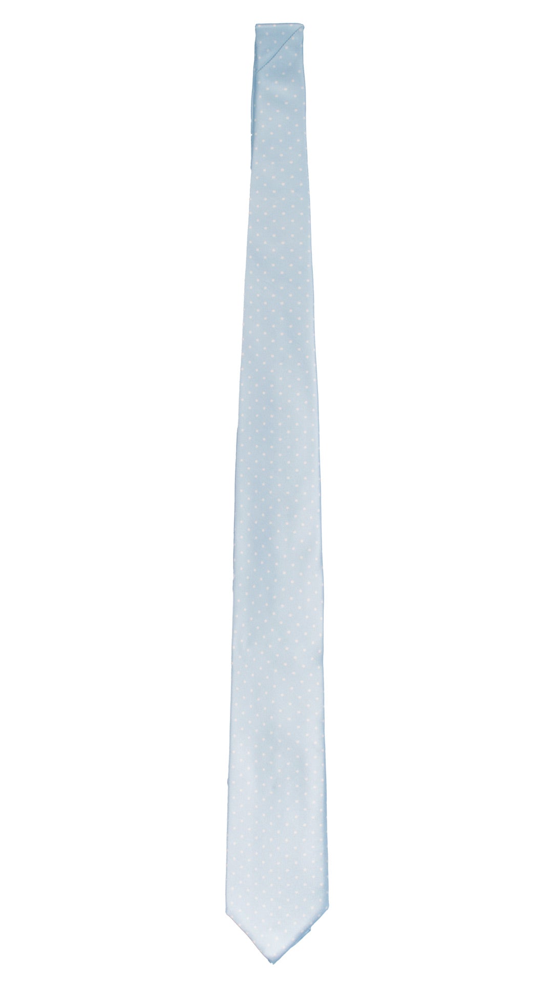 Cravatta Stampa di Seta Azzurro Polvere a Pois Bianchi 7585 Made in Italy Graffeo Cravatte Intera