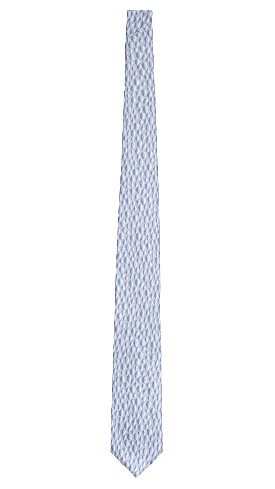 Cravatta Stampa di Seta Azzurra Fantasia Avio Bianco 7588 Made in Italy Graffeo Cravatte Intera