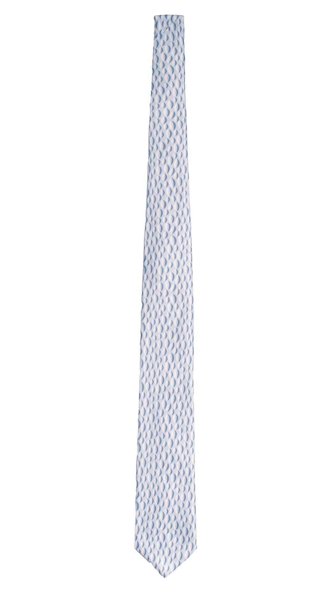 Cravatta Stampa di Seta Azzurro Polvere Fantasia Avio Bianco 7587 Made in Italy Graffeo Cravatte Intera