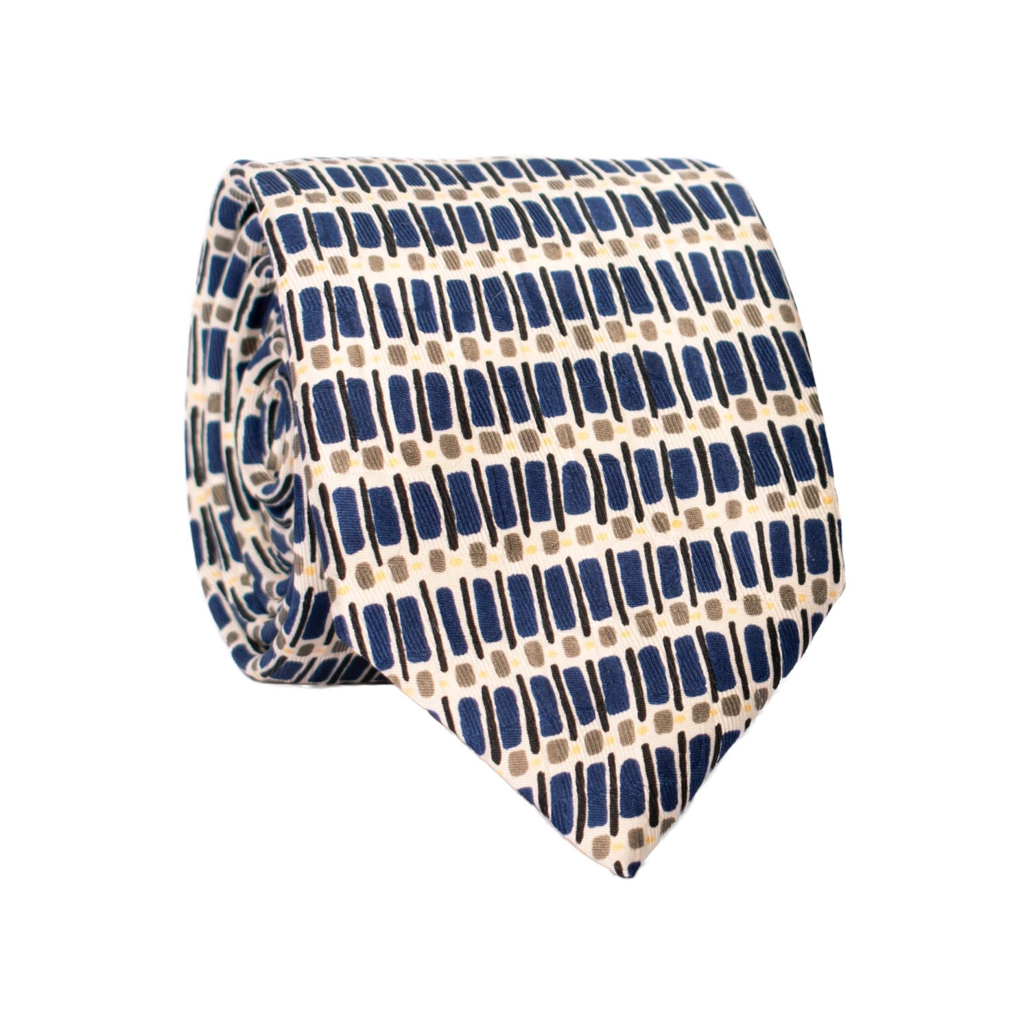 Cravatta Stampa di Seta Bianca Fantasia Multicolor 7308 Graffeo Cravatte Made in Italy Rotolo