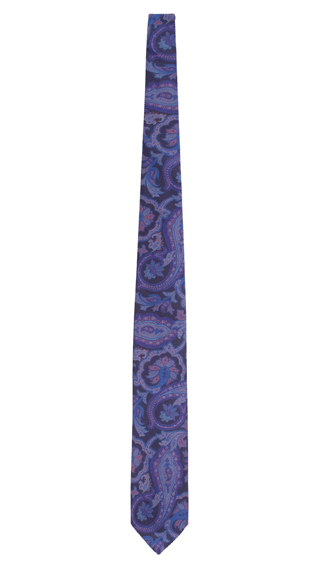 Cravatta Stampa di Seta Blu Notte Paisley Multicolor AN7774 Made in Italy Graffeo Cravatte Intera