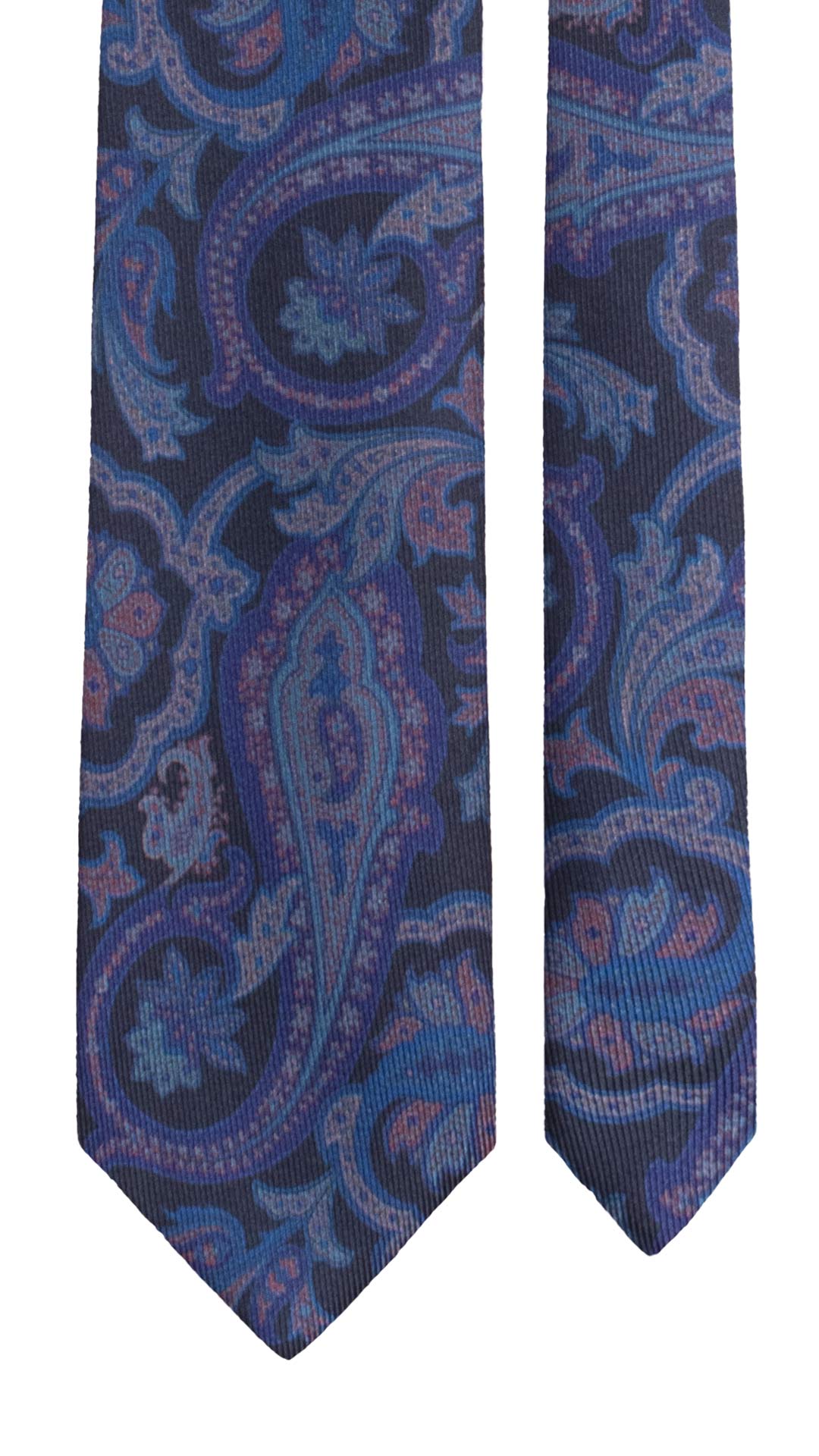 Cravatta Stampa di Seta Blu Notte Paisley Multicolor AN7774 Made in Italy Graffeo Cravatte Pala