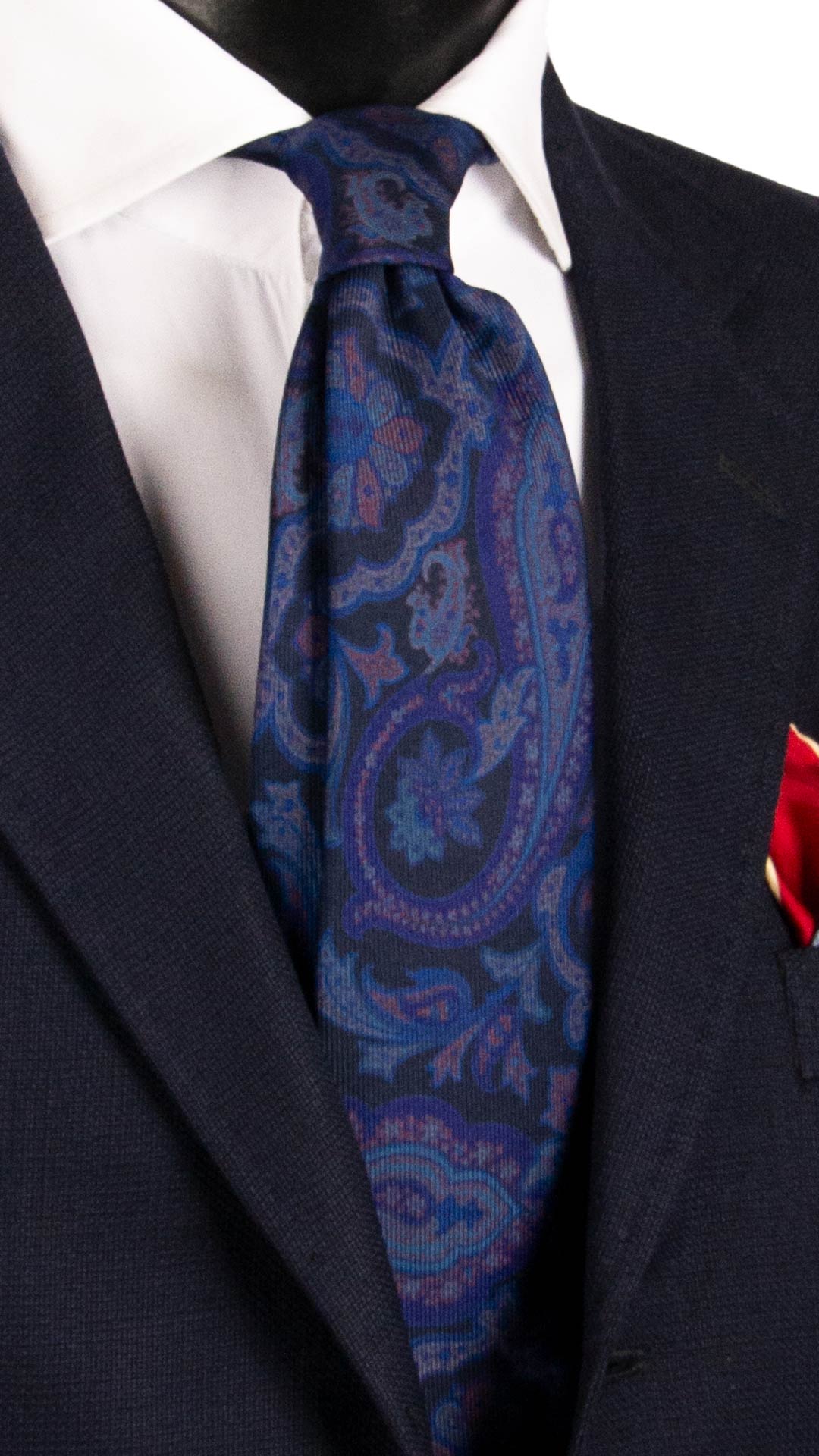 Cravatta Stampa di Seta Blu Notte Paisley Multicolor AN7774 Made in Italy Graffeo Cravatte