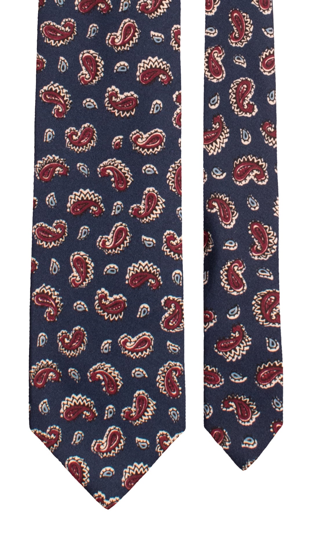 Cravatta Stampa di Seta Blu Paisley Bordeaux Bianco Celeste AN7541 Made in Italy Graffeo Cravatte Pala