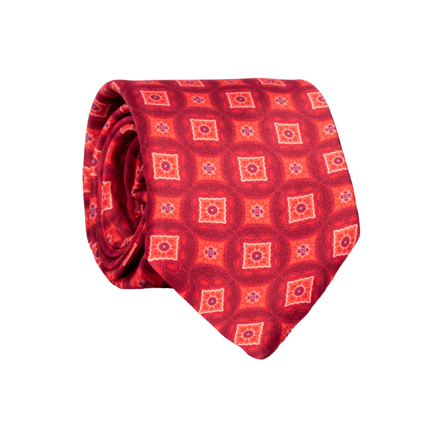 Cravatta Stampa di Seta Corallo Vinaccia Fantasia Multicolor AN7416 Made in Italy Graffeo Cravatte Rotolo