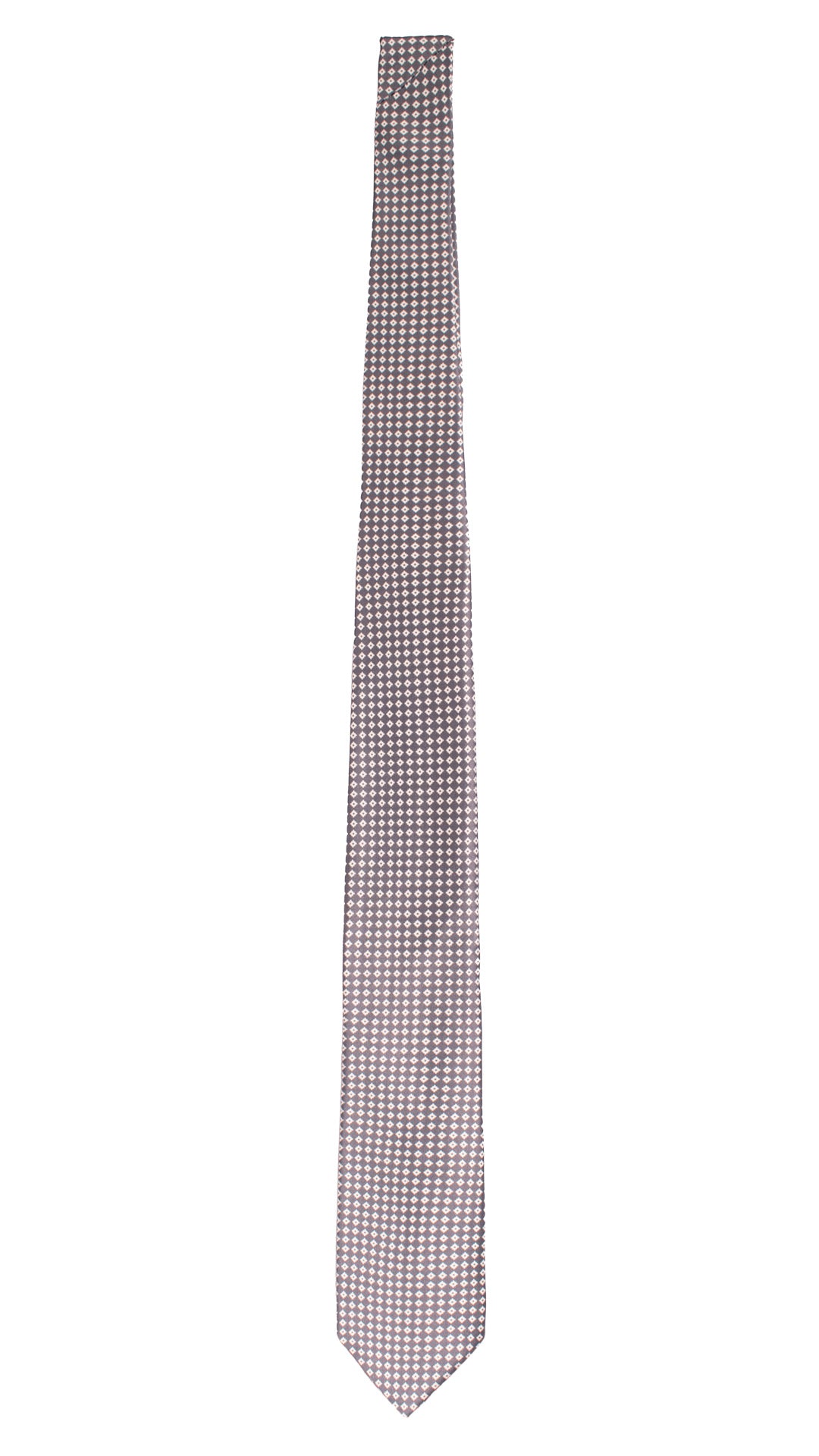 Cravatta Stampa di Seta Grigio Antracite Fantasia Bianco 7592 Made in Italy Graffeo Cravatte Intera