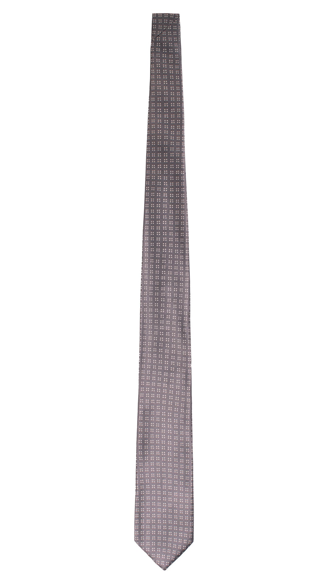 Cravatta Stampa di Seta Grigio Antracite Fantasia Bianco 7602 Made in Italy Graffeo Cravatte Intera