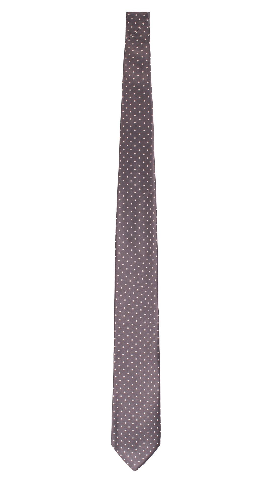 Cravatta Stampa di Seta Grigio Antracite a Pois Bianchi 7593 Made in Italy Graffeo Cravatte Intera